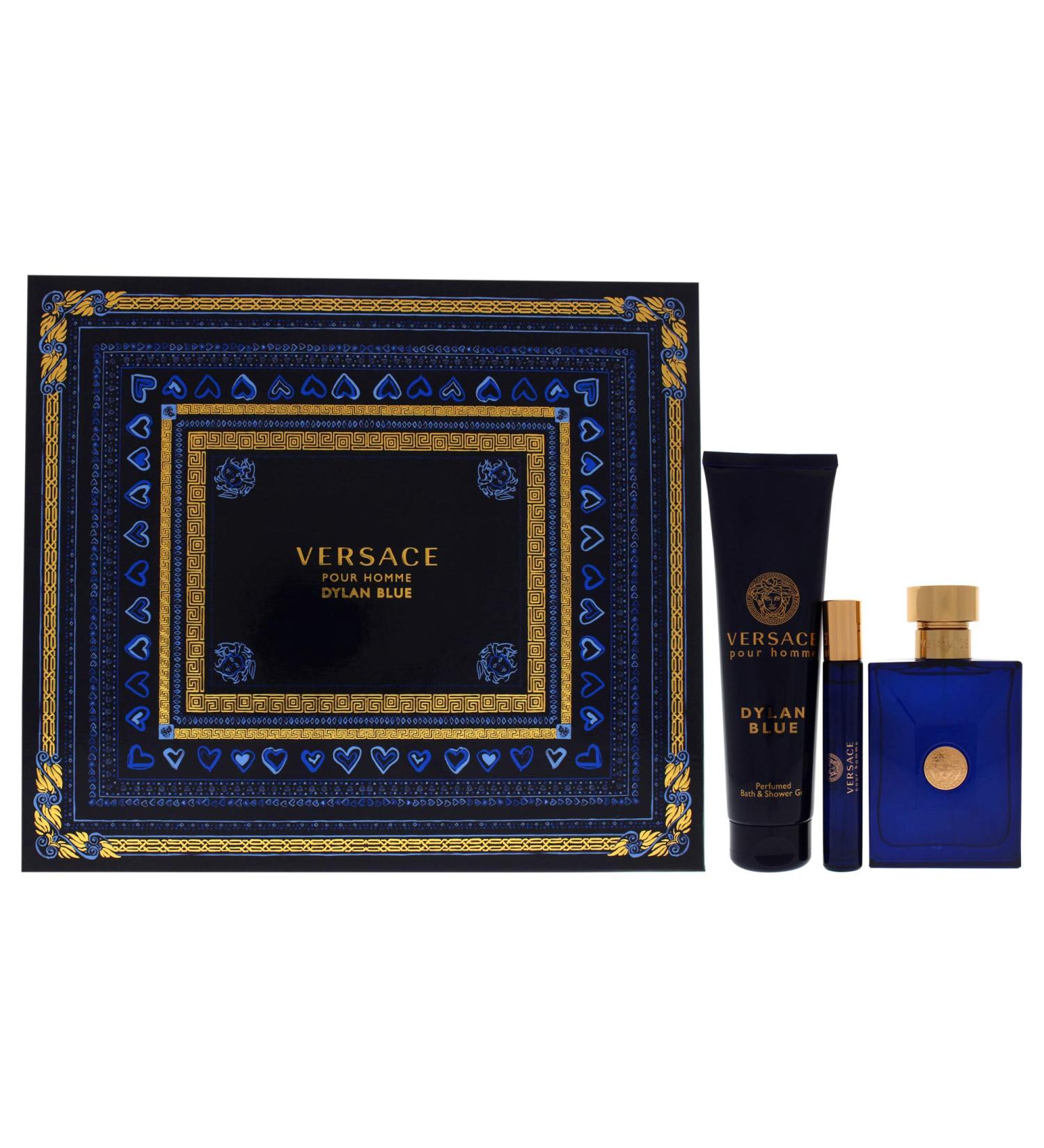 Versace Dylan Blue by Versace for Men - 3 Pc Gift Set 3.4oz EDT Spray 0.3oz EDT Spray 5.0oz Bath and Shower Gel Floral 1.23 Ounce (Pack of 3) - Buy Online on GoSupps.com
