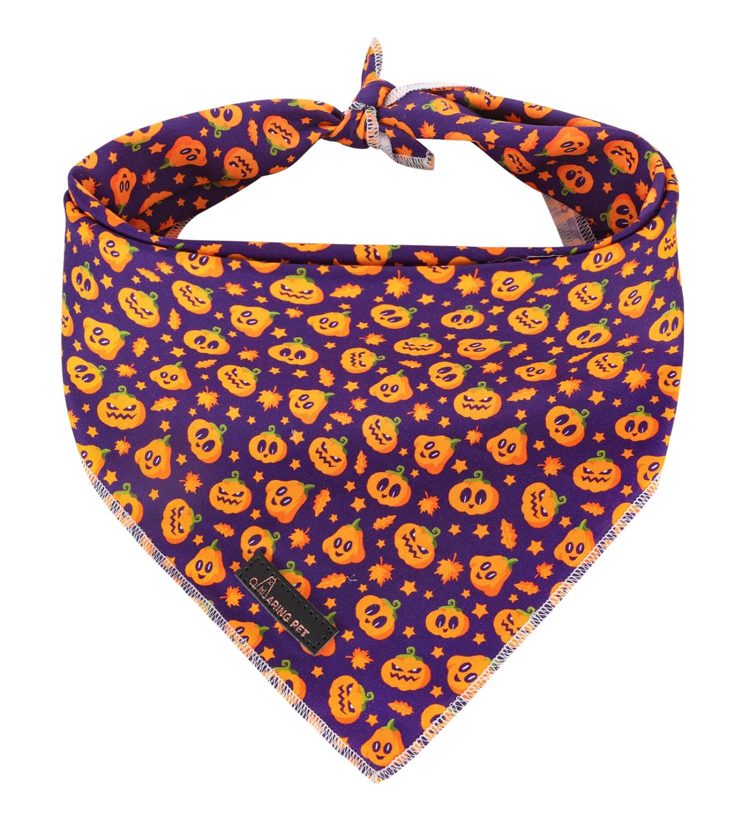 Halloween Pumpkin Dog Bandana - Adorable Purple Triangle for Small to Large Dogs & Cats - Buy Online on GoSupps.com