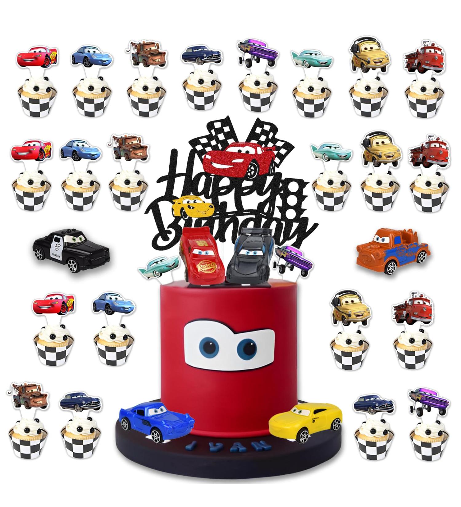 31-Piece Cars Cake Decoration Set | 25 Auto Cake Toppers & 6 Car Toys | Perfect for Kids' Birthday Parties - Buy Online on GoSupps.com