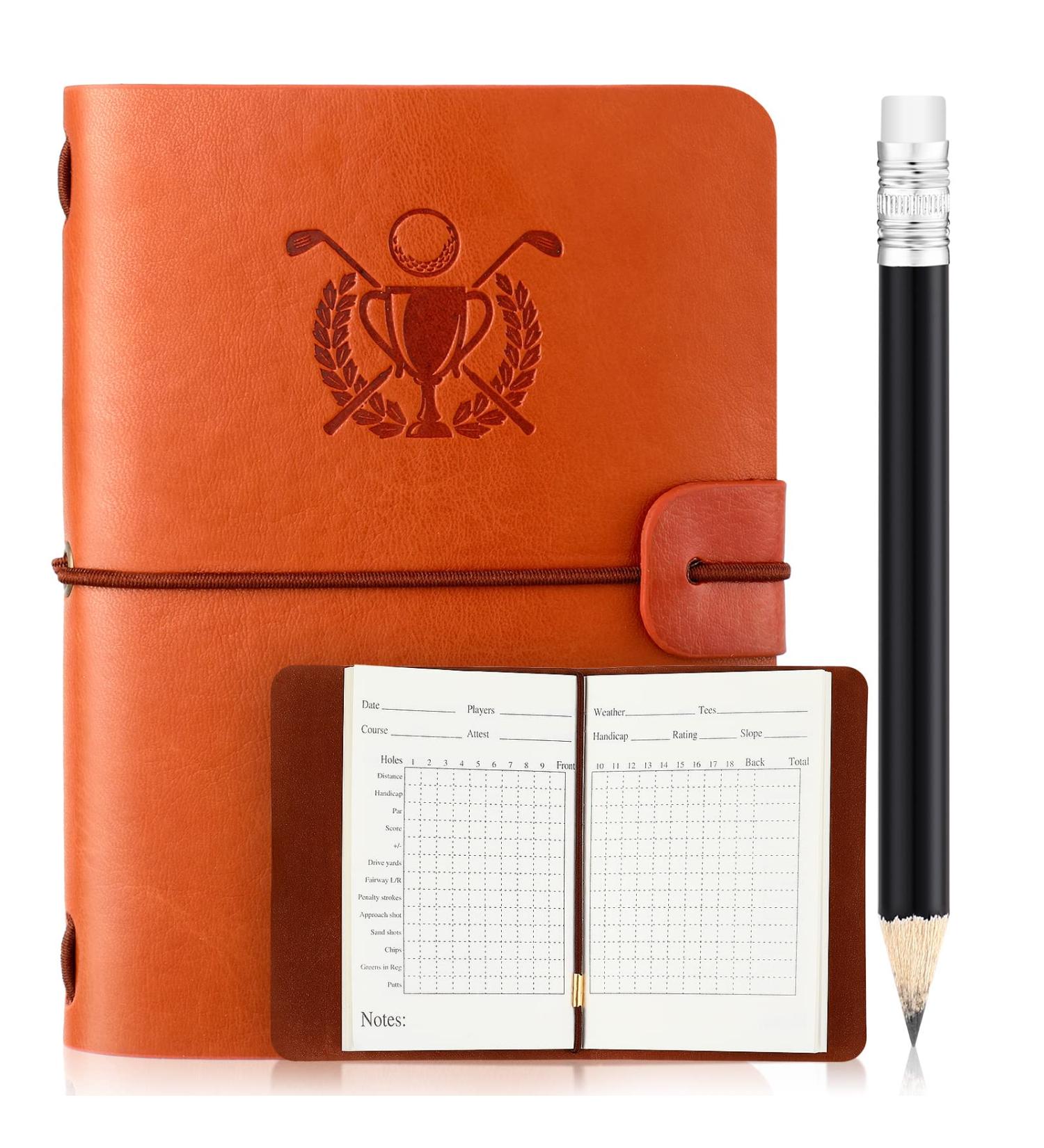 Yexiya Golf Scorecard Book with Pencil - Leather Golf Journal for Men | Golf Log Book & Notebook for Outdoor Sports - Light Brown - Buy Online on GoSupps.com