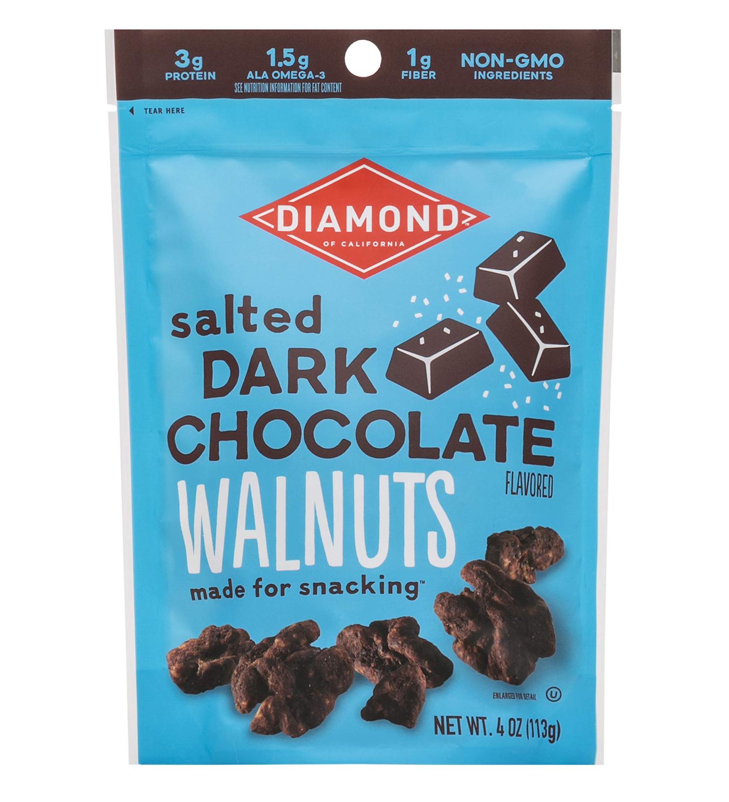 Diamond of California Salted Dark Chocolate Walnuts 4 oz - Gourmet Nut Snack - Buy Online on GoSupps.com