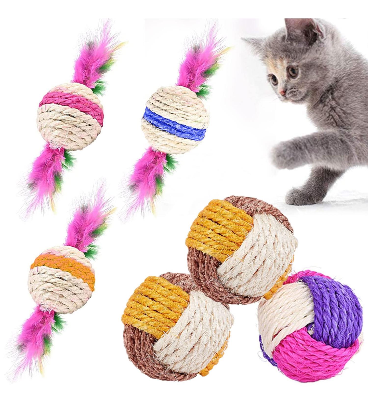 6 Eco-Friendly Sisal Rope Balls for Cats - Interactive Scratch and Play Toys - Buy Online on GoSupps.com