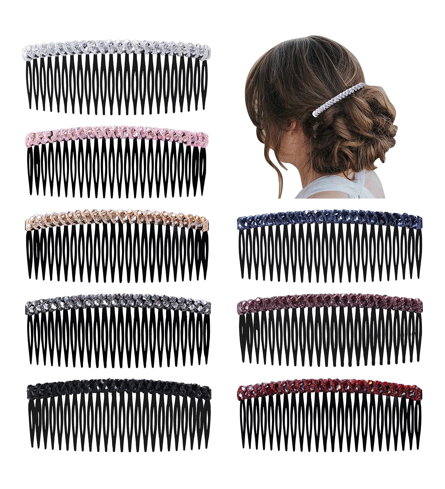 Cinaci 8 Pack Sparkly Glitter Hair Side Combs - Crystal Rhinestone Bun Holder & Barrette Set for Women and Girls - Buy Online on GoSupps.com