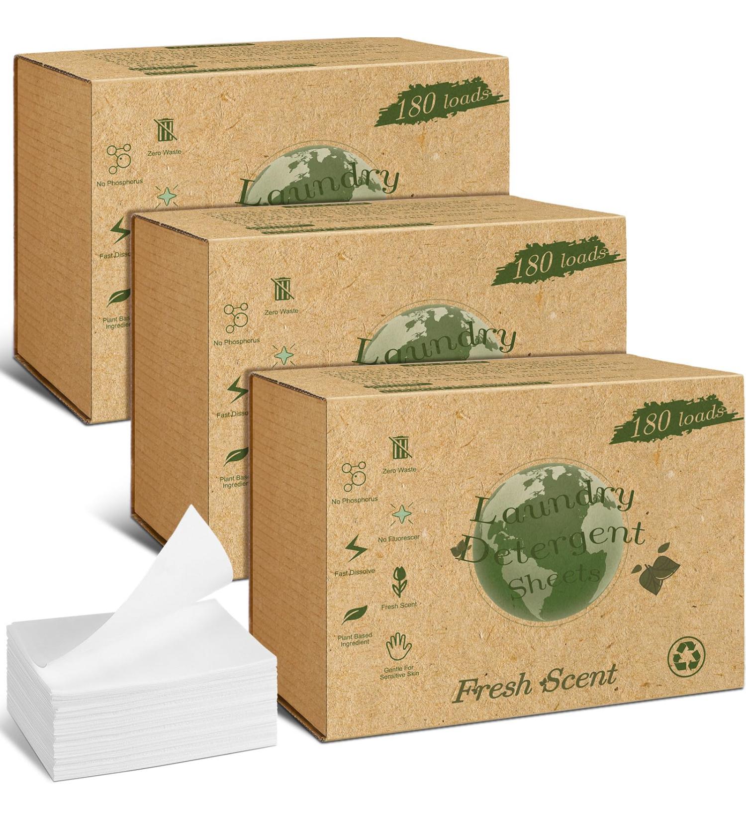 540 Sheets Laundry Detergent Strips - Bulk Travel Laundry Sheets with Fresh Scent for Apartments & Dorms - Buy Online on GoSupps.com