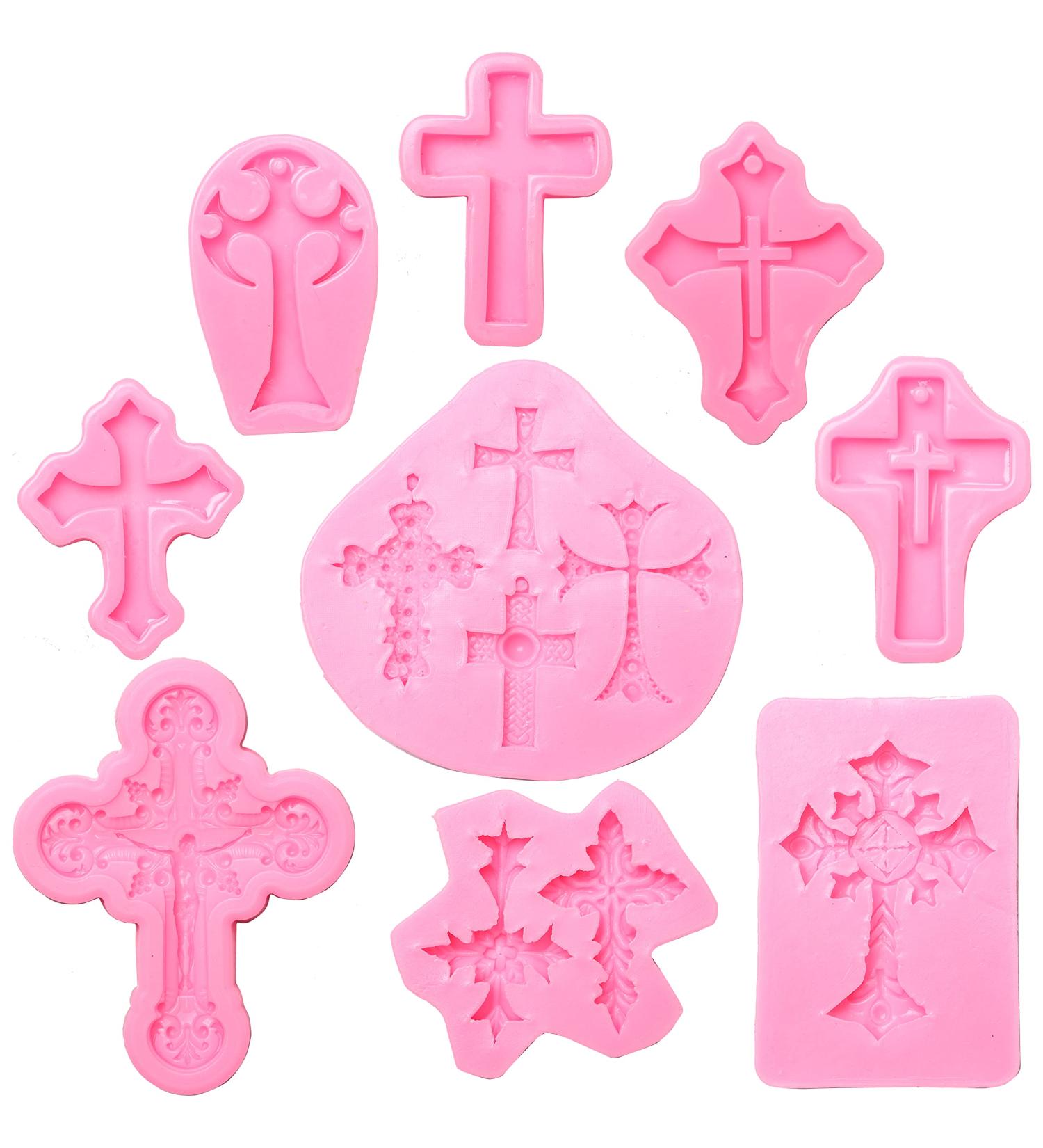 9 Piece Cross Fondant Mold Set for Cake Decoration and Crafting Projects - Silicone Molds for Cupcake Topper, Sugarcraft, Polymer Clay - Buy Online on GoSupps.com