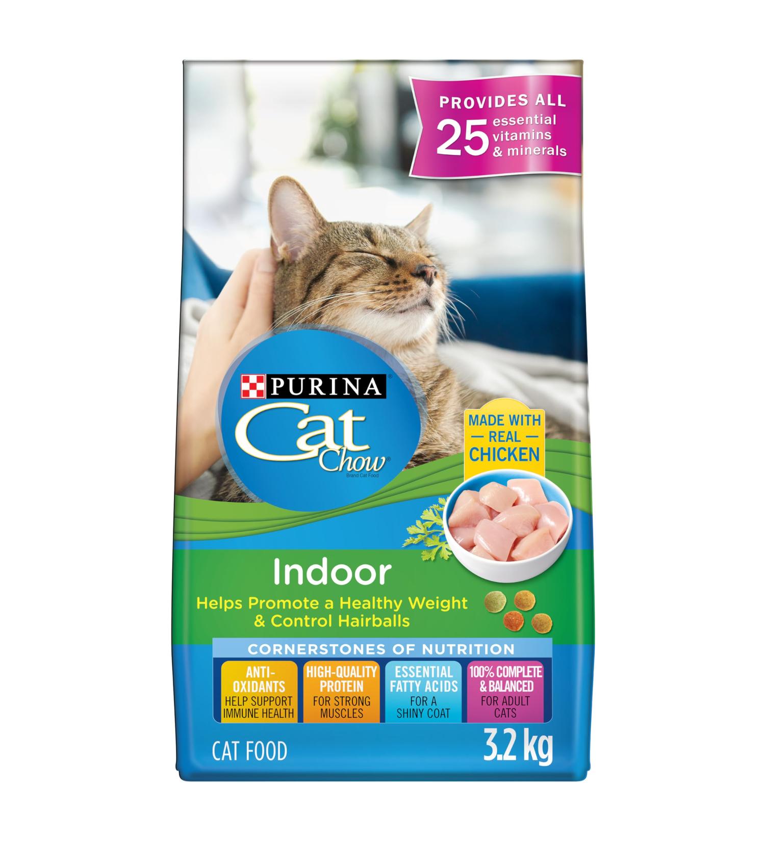 Cat Chow Indoor Dry Cat Food Real Chicken - 3.2 kg Bag 3.2 kg (Pack of 1) Pet Food - Buy Online on GoSupps.com