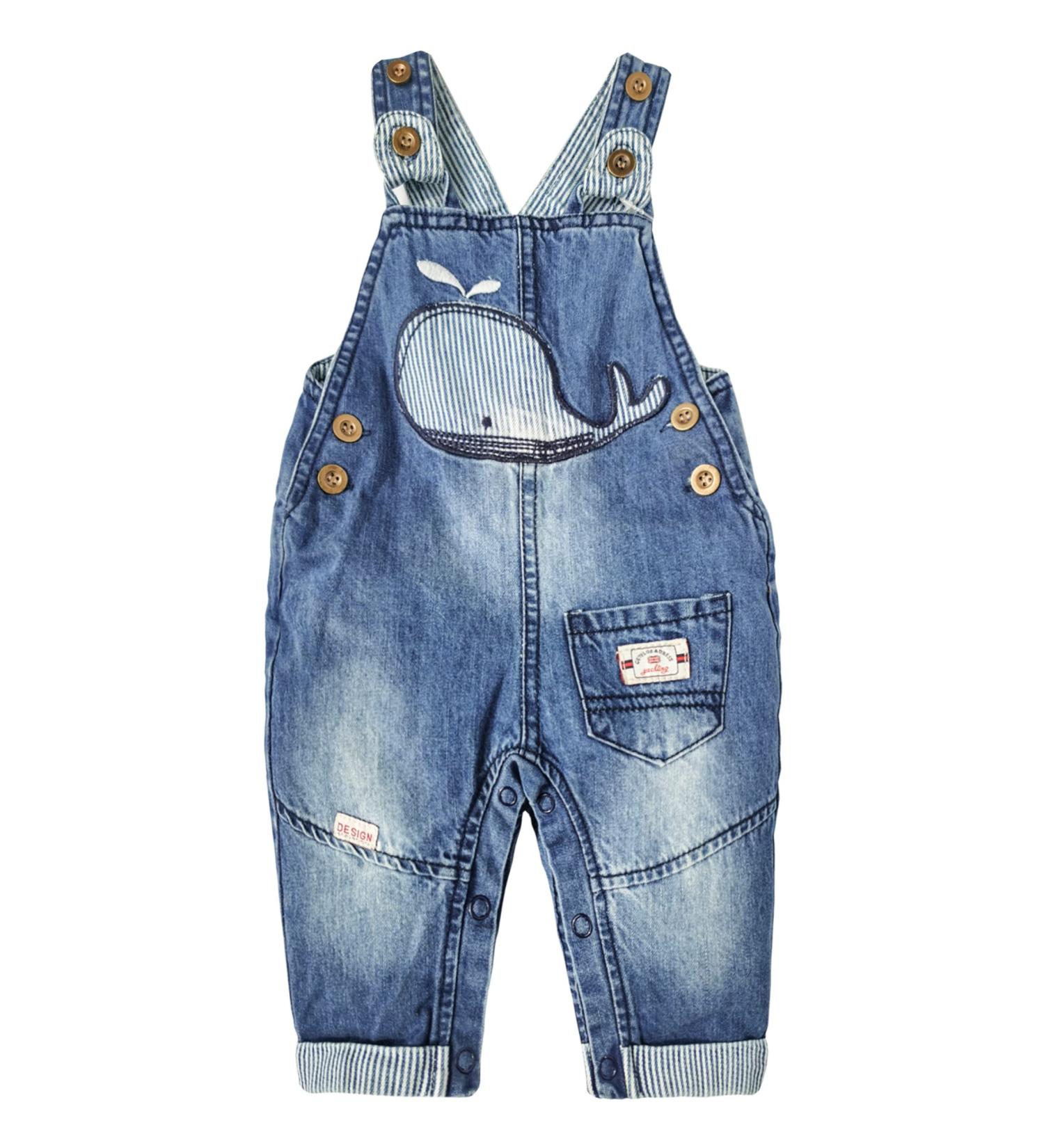 KIDSCOOL SPACE Baby&Little Girls Flower Embroidered Washed Cotton Denim Overalls Blue 6-9 Months - Buy Online on GoSupps.com