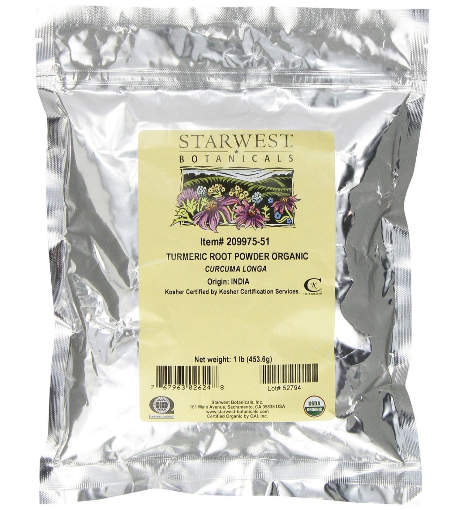 Starwest Botanicals Turmeric Root Powder Organic 1 lb (453.6 g)