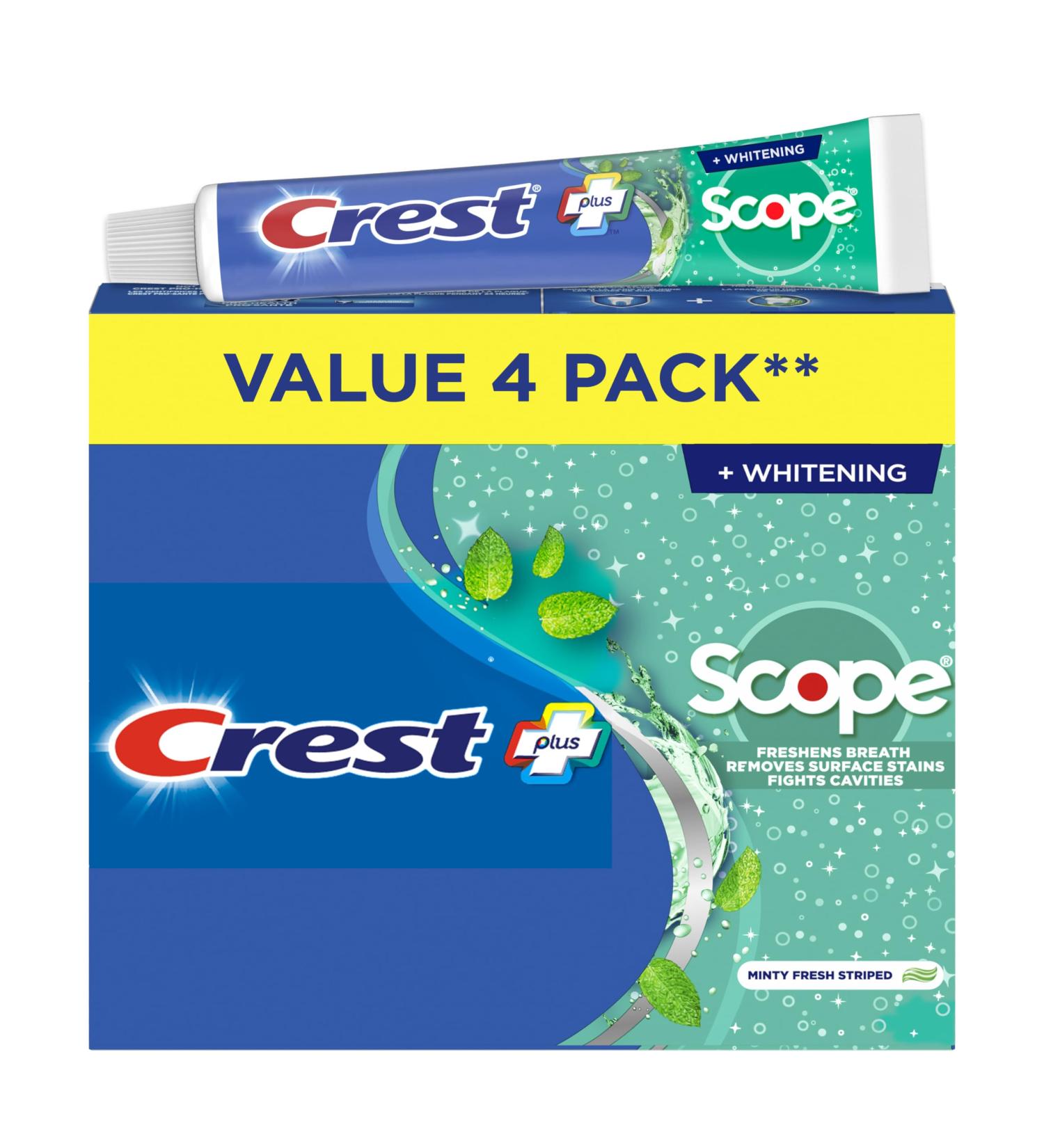 Crest Complete Toothpaste Whitening Plus Scope Minty Fresh 480 mL Total (4 Count of 120 mL Each) Toothpaste Scope (Pack of 4) - Buy Online on GoSupps.com
