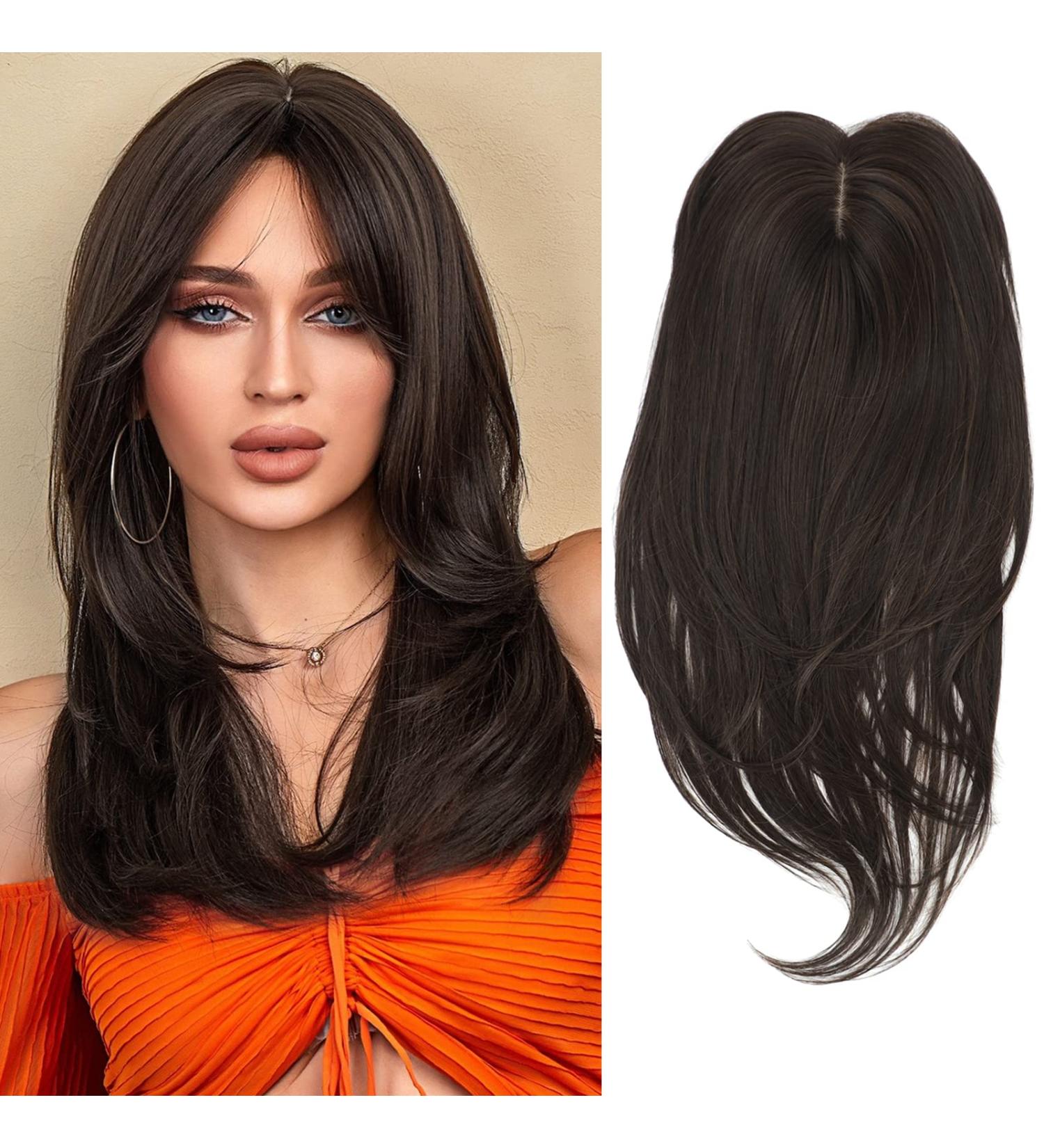 18 Inch Hair Topper for Women with Thinning Hair - Big Base Topper for Hair Loss - Soft Extensions & Fringe Clip-in - 2C Texture - Buy Online on GoSupps.com