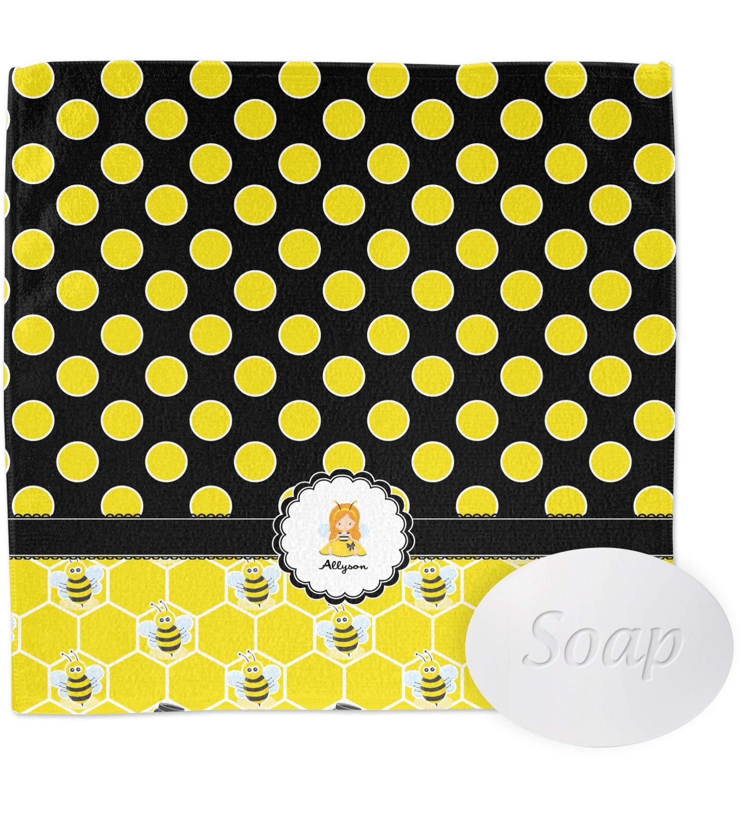 Custom Personalized Honeycomb & Bees Washcloth | YouCustomizeIt - Buy Online on GoSupps.com