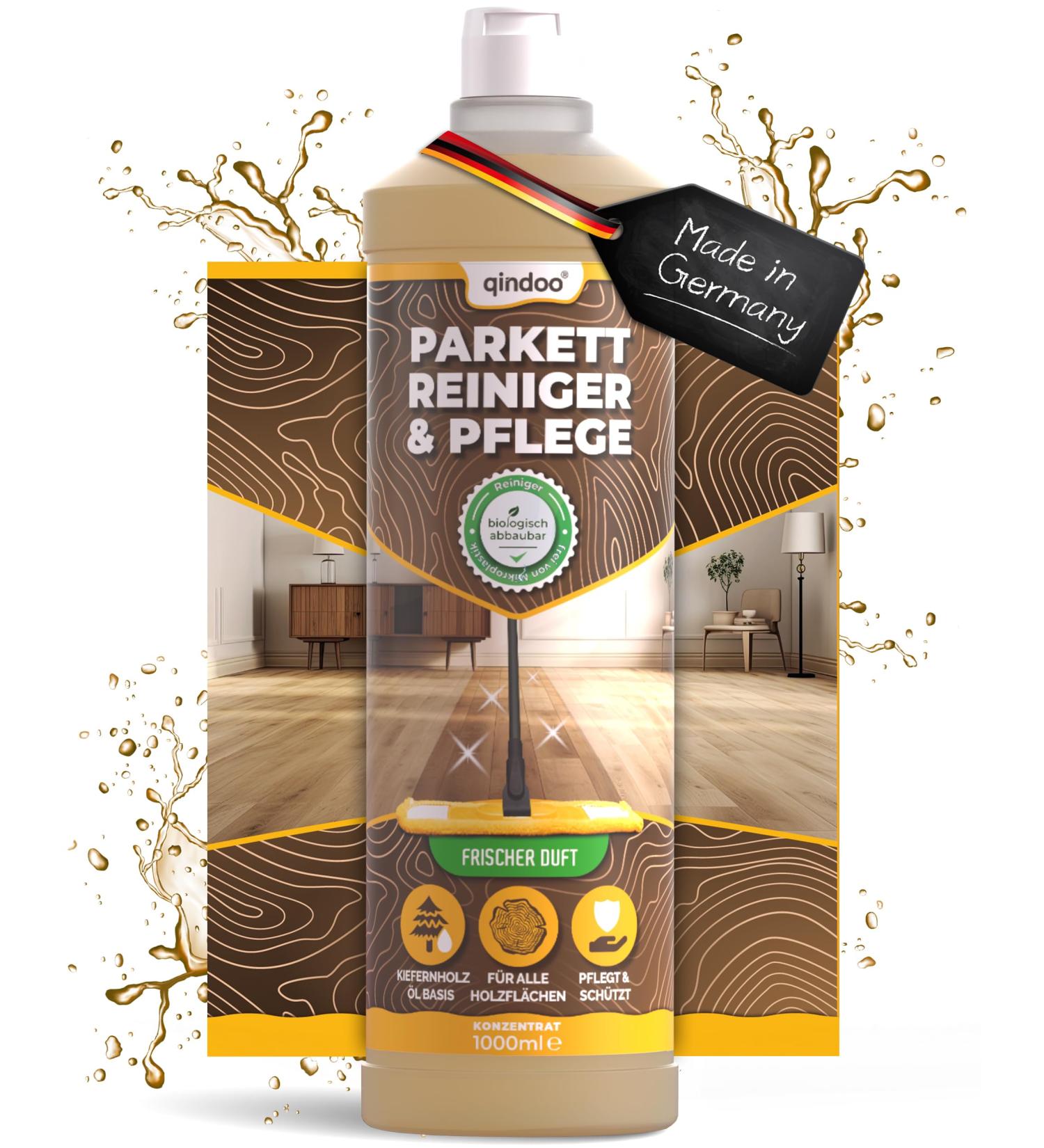 Qindoo Parquet Cleaner | 1L Wood Soap for Wooden Floor Care & Nourishment | Optimal Parquet Wiping & Maintenance - Buy Online on GoSupps.com