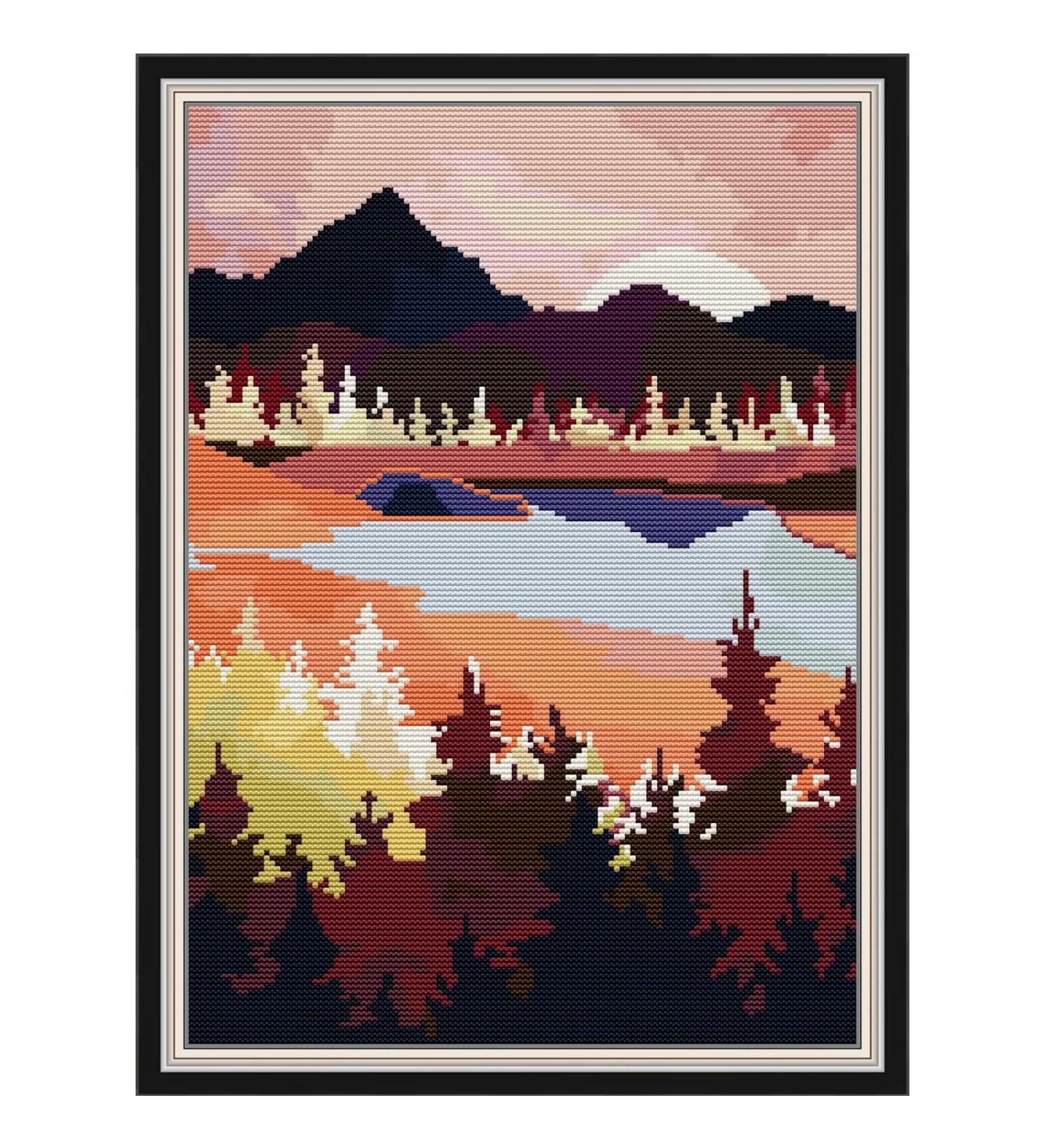 Svarog Stamped Cross Stitch Kit - Landscape Forest Nature | Beginners Embroidery Patterns Starter Kit for Adults & Kids | DIY Needlepoint Kit 14CT | 11.8x15.75 inch - Buy Online on GoSupps.com