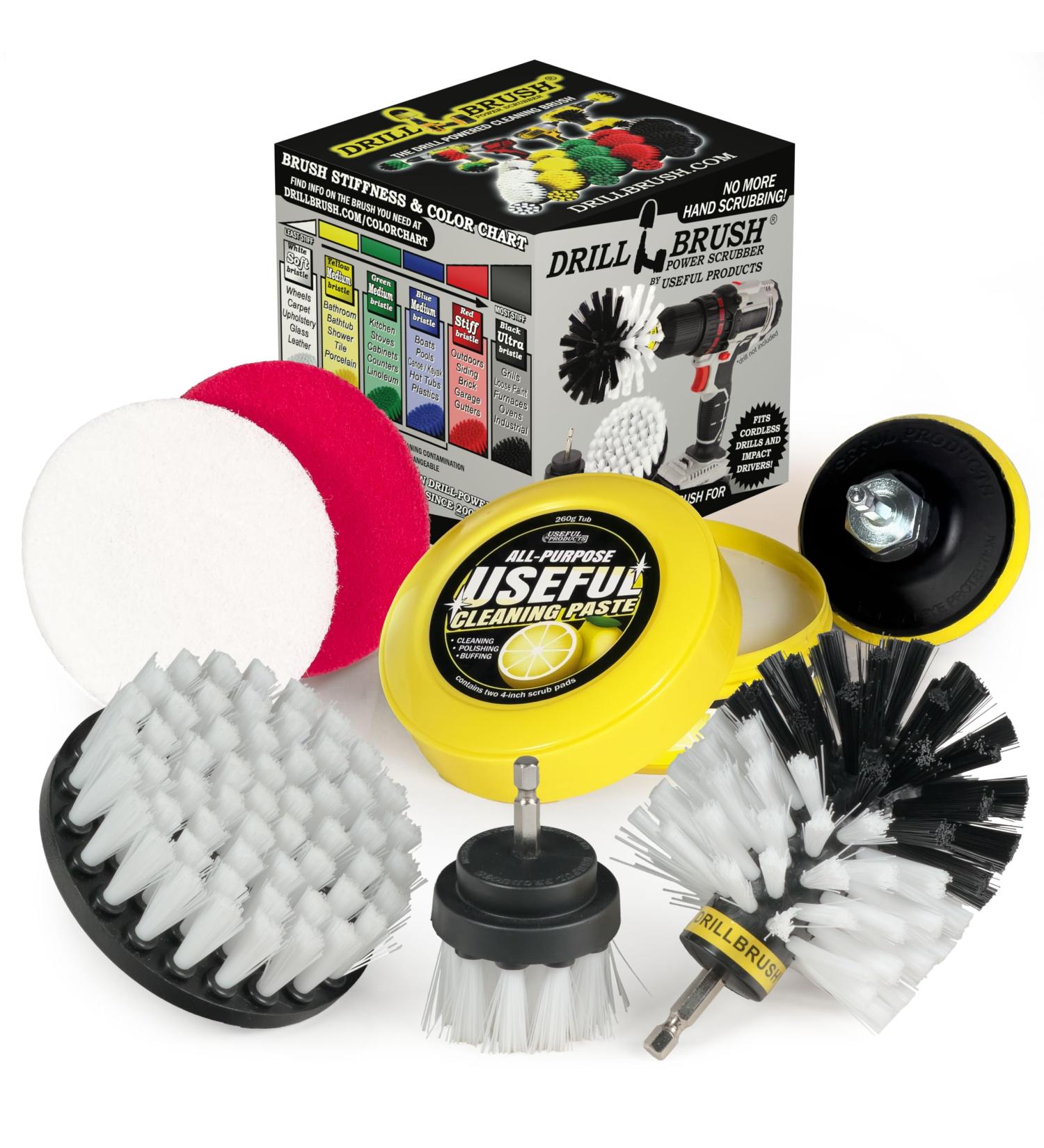 White Soft Bristle Nylon Brush & All-Purpose Cleaner Paste - Multi-Purpose Cleaning Kit for Auto Upholstery Carpets Shoes Couches & Windows - Buy Online on GoSupps.com