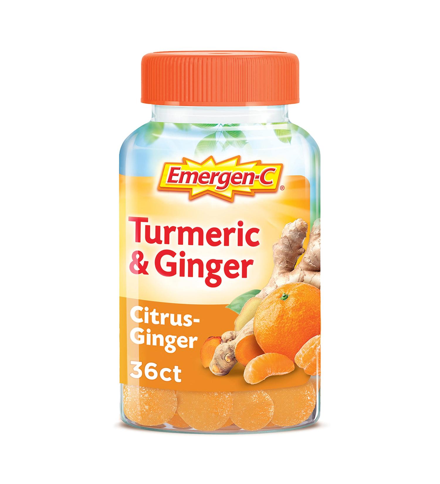 Emergen-C Citrus-Ginger Gummies with Turmeric & Ginger - 36 Count | High Potency Vitamin C Immune Support - Buy Online on GoSupps.com