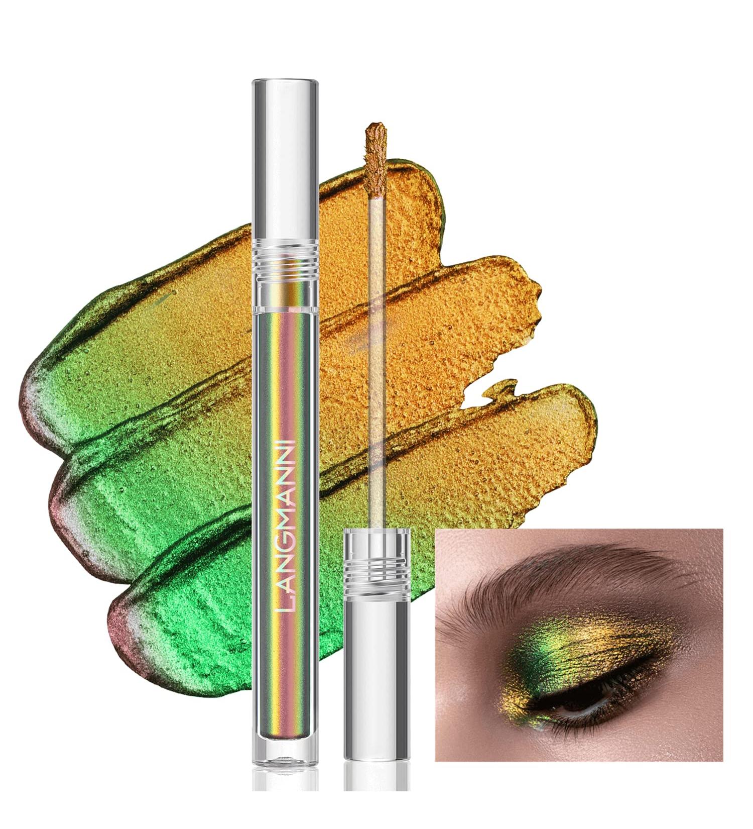 Multichrome Liquid Eyeshadow - Chameleon Metallic Green Gold Color Shifting - High Pigmented & Waterproof Glitter Eye Shadow (EMBER) - Buy Online on GoSupps.com