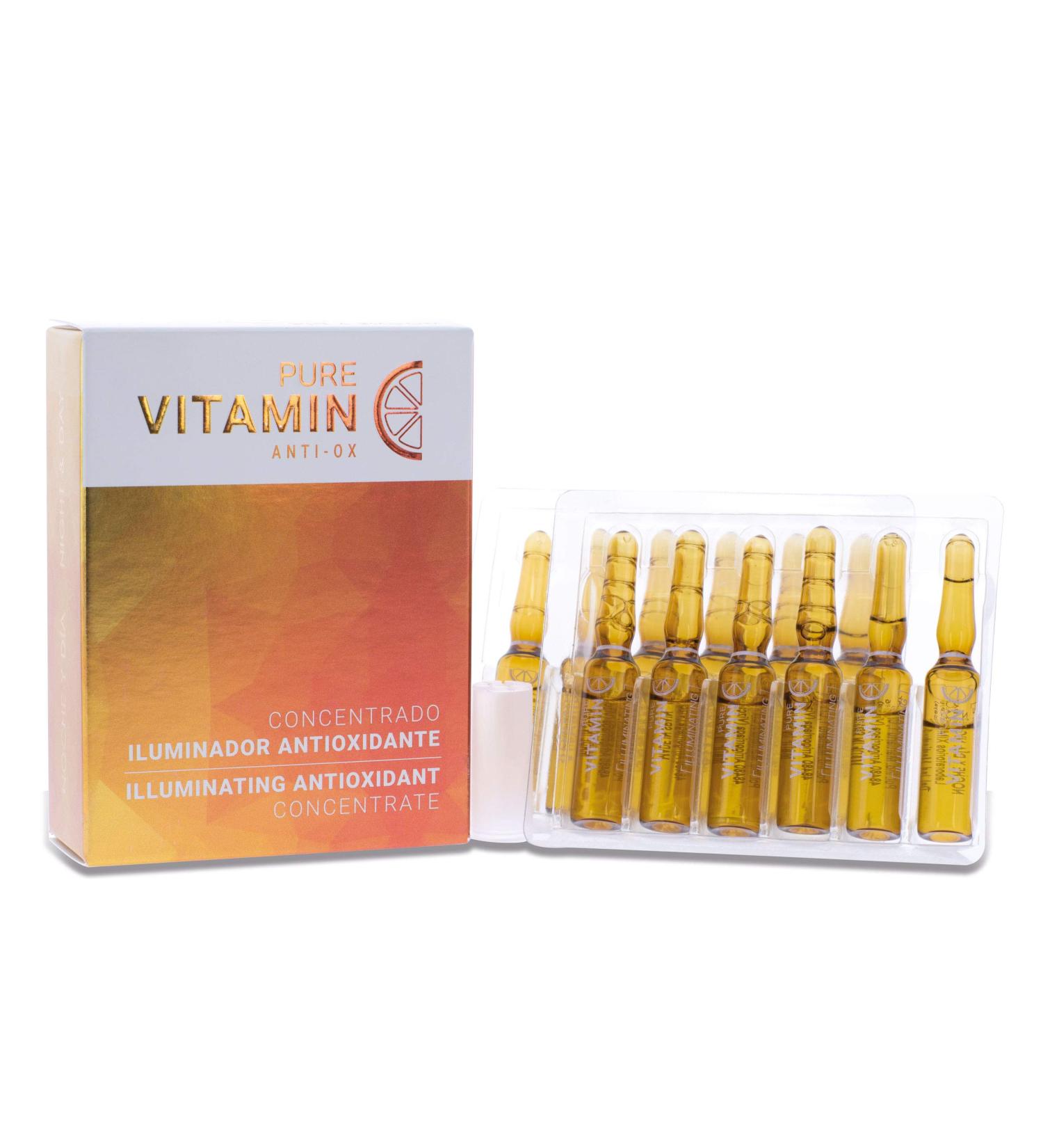  Noche Y Dia Pure Vitamin Vitamin C Serum Ampoules Face Serum Concentrated Illuminating Antioxidant Vitamin C and Vitamin D. Regenerating Firming and Anti-Wrinkle Serum. Night and Day Brand. 12 ampoules x 2 - Buy Online on GoSupps.com