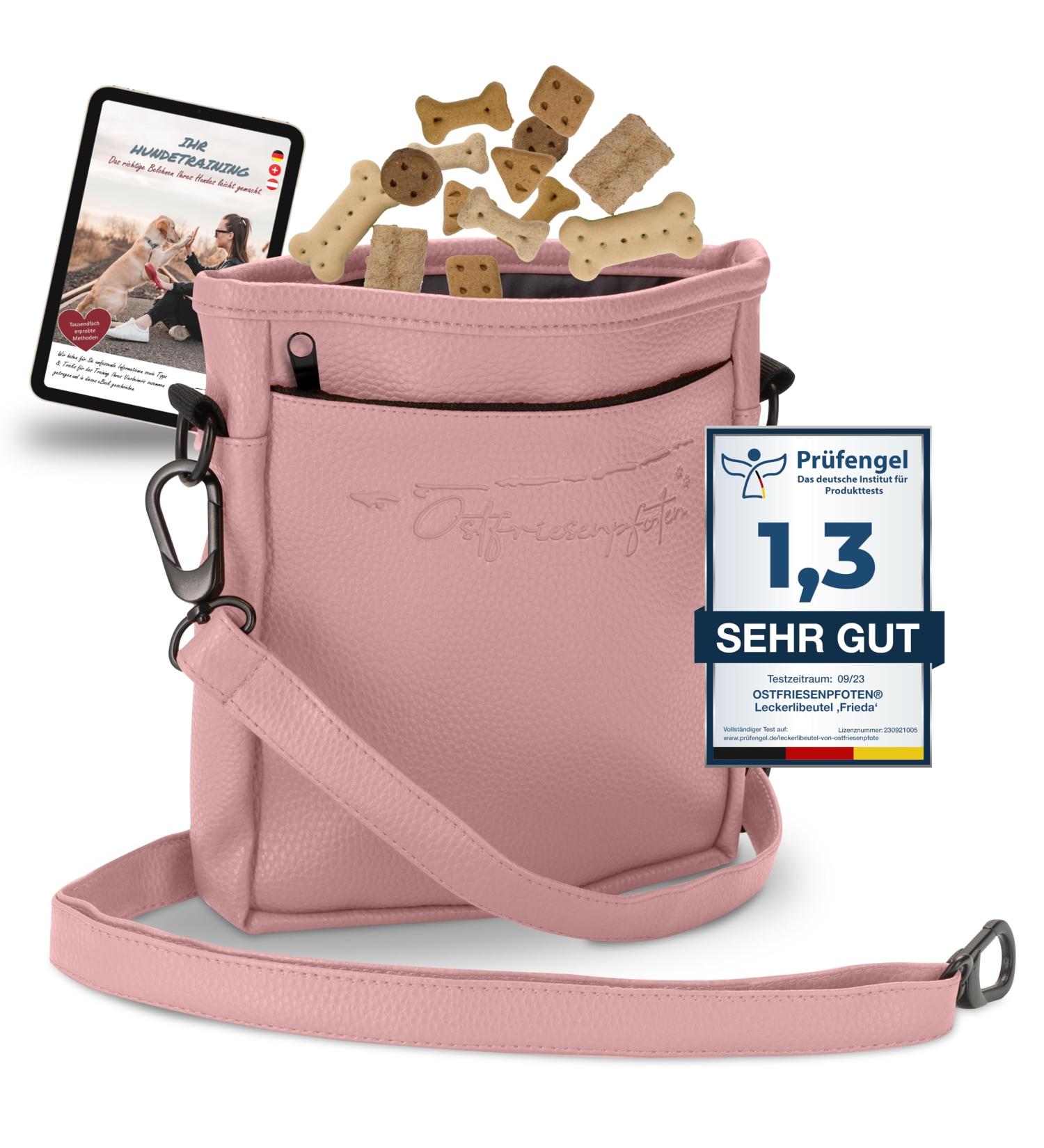 Buy Ostfriesenpfoten Frieda Treats for Dogs - High-Quality Synthetic Leather - Altrosa Size L - Easy Open Magnet Lock Futter Bag - Perfect Gassitasche for Outdoor Walks - Buy Online on GoSupps.com