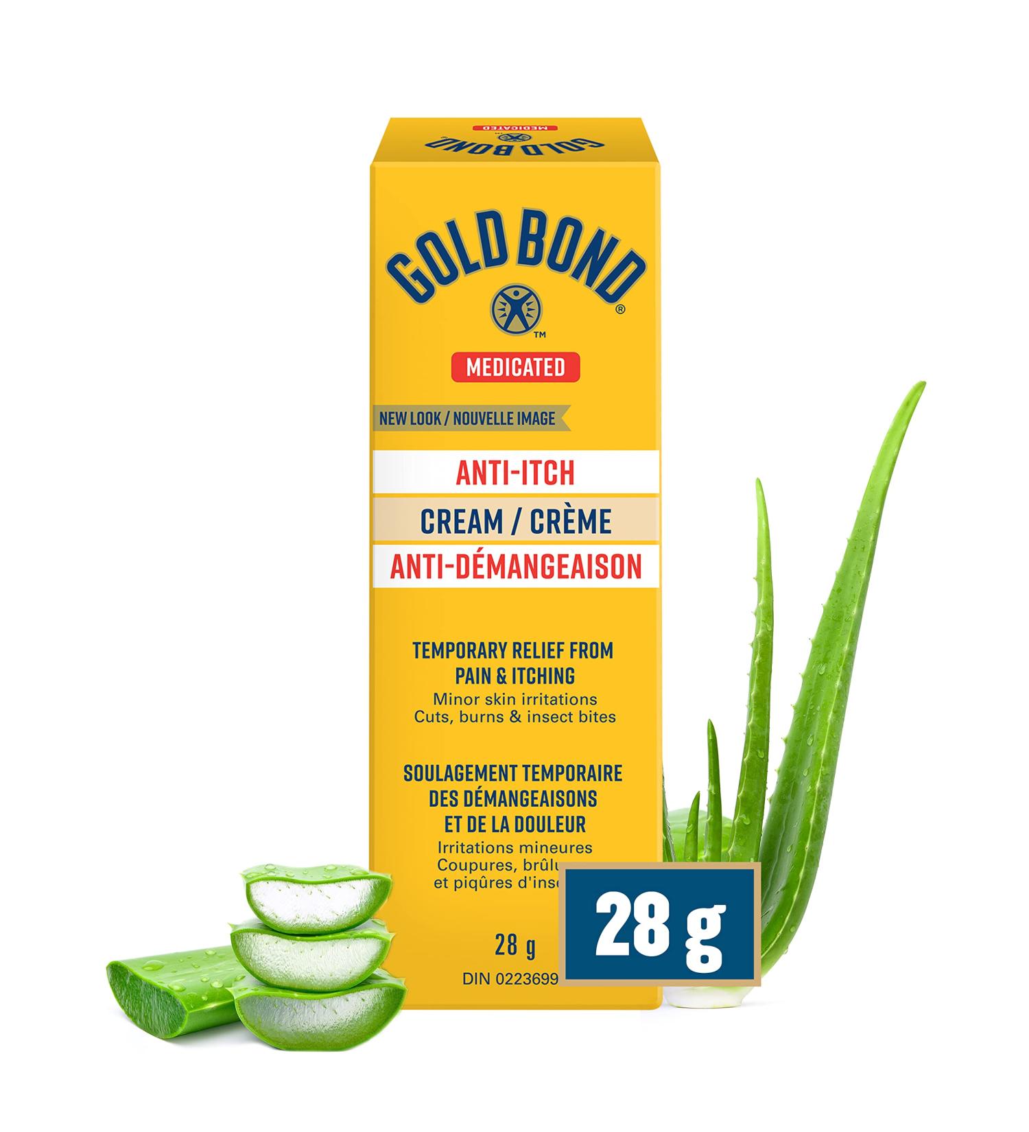Gold Bond Medicated Anti-Itch Cream - 28 g - Temporary Relief from Pain & Itching Associated with Minor Cuts and Burns Minor Skin Irritation Scrapes Insect Bites and Sunburn Adults & Children 2+ - Buy Online on GoSupps.com