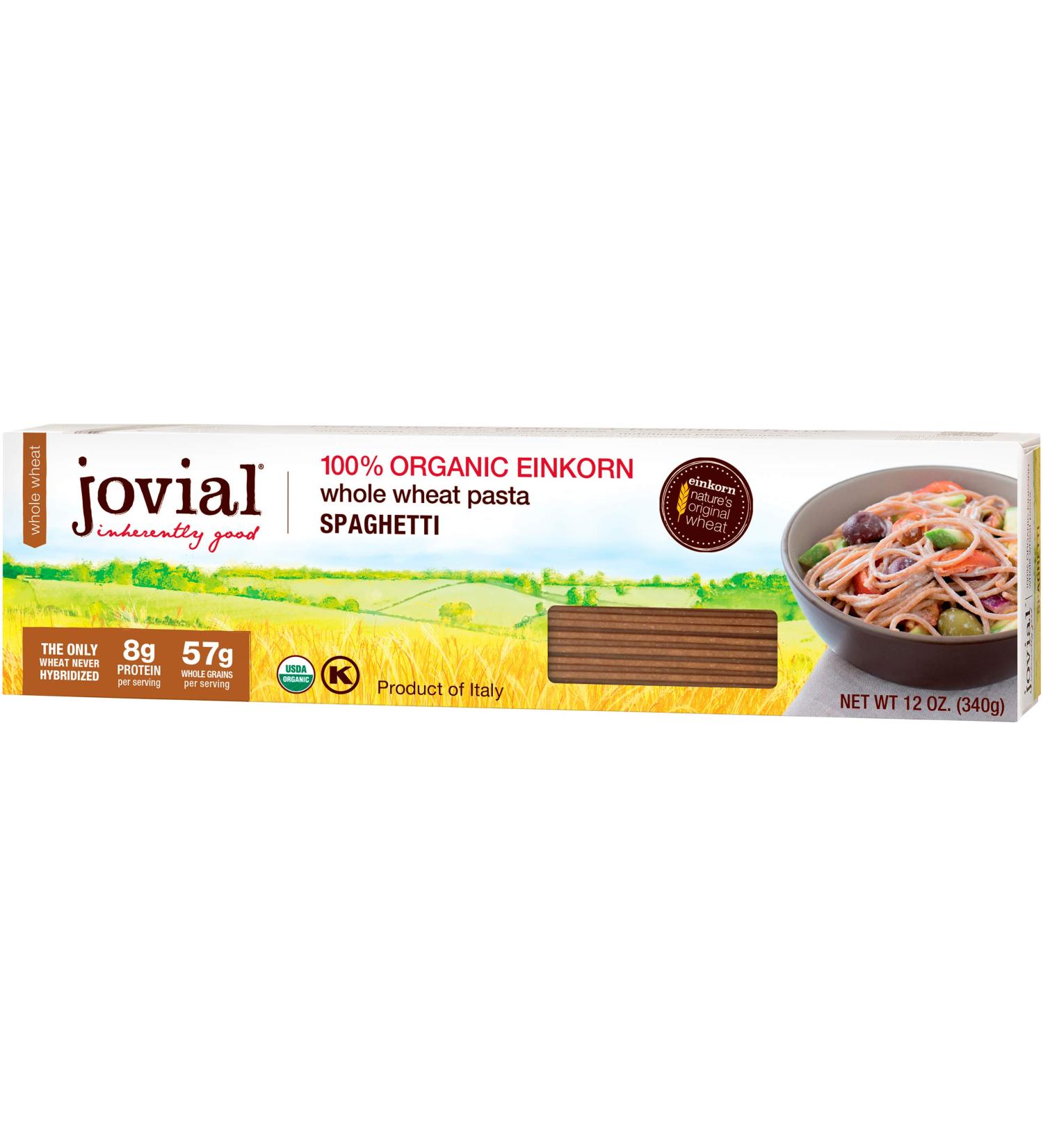 Jovial Einkorn Spaghetti Pasta | Organic Whole Grain | Non-GMO | High Protein | 12 oz (12 Pack) - Buy Online on GoSupps.com
