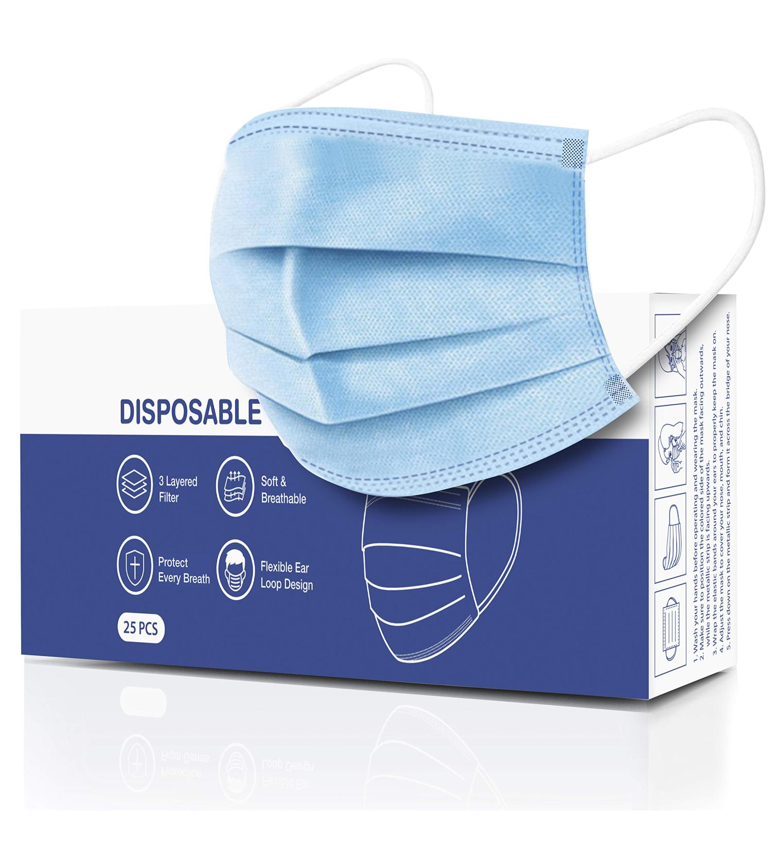 25 Pack CandyCare Disposable Face Masks - 3-Layer Dust Particle Protection with Earloop - 25 Count - Buy Online on GoSupps.com