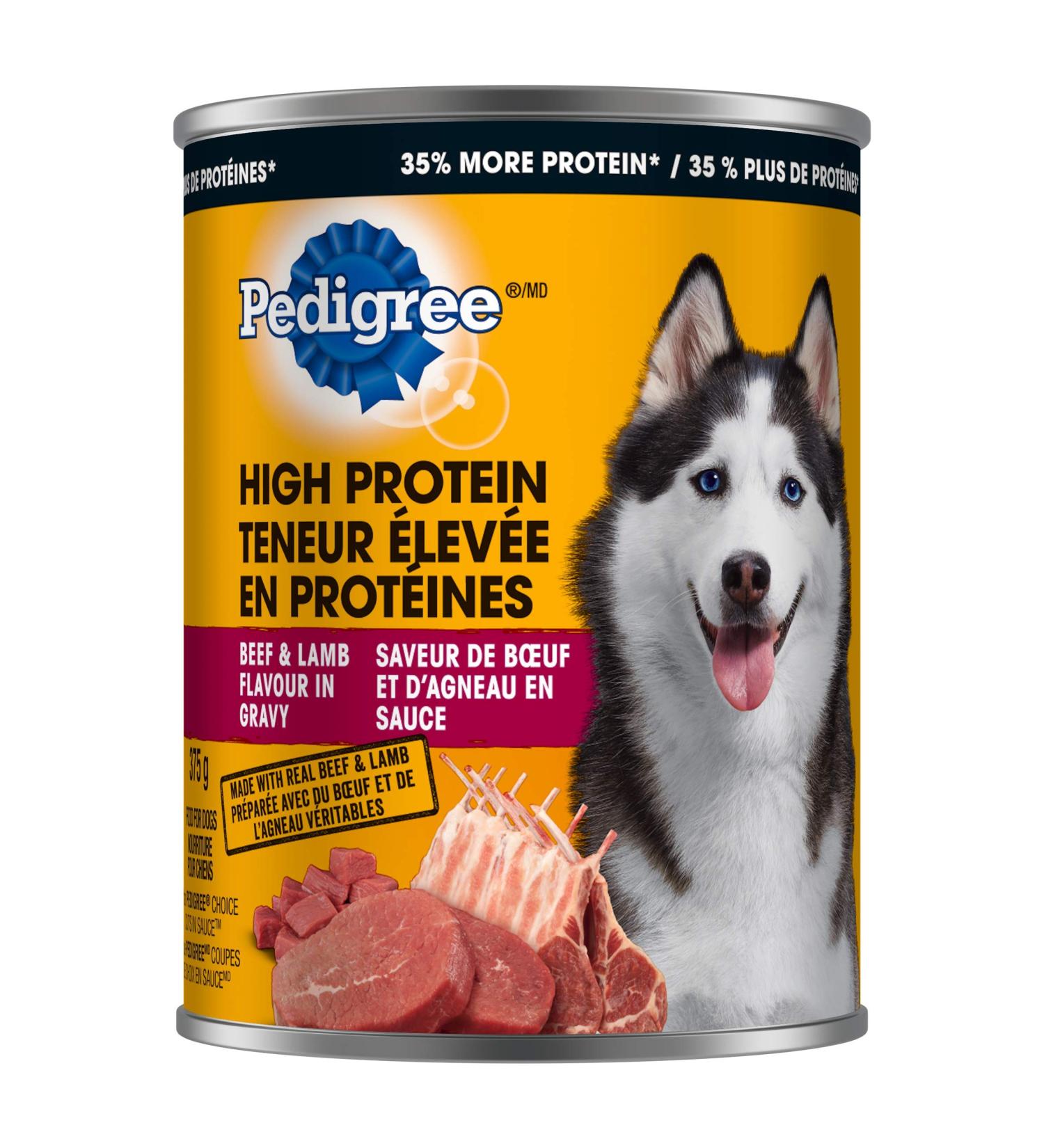 PEDIGREE High Protein Adult Wet Dog Food - Beef & Lamb Flavour in Gravy 375g 12 cans - Buy Online on GoSupps.com
