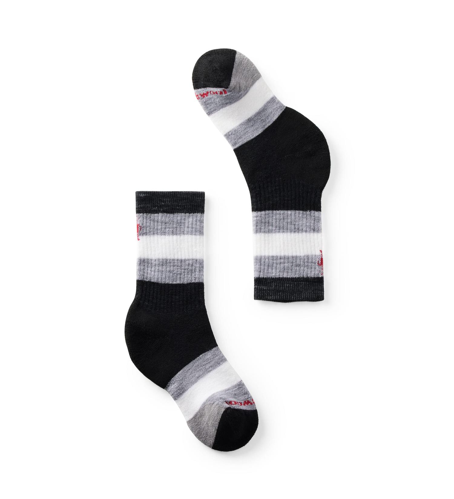 Smartwool Unisex Youth Hike Full Cushion Striped Crew Socks - Black | Durable Kids' Socks for Comfort & Performance - Buy Online on GoSupps.com