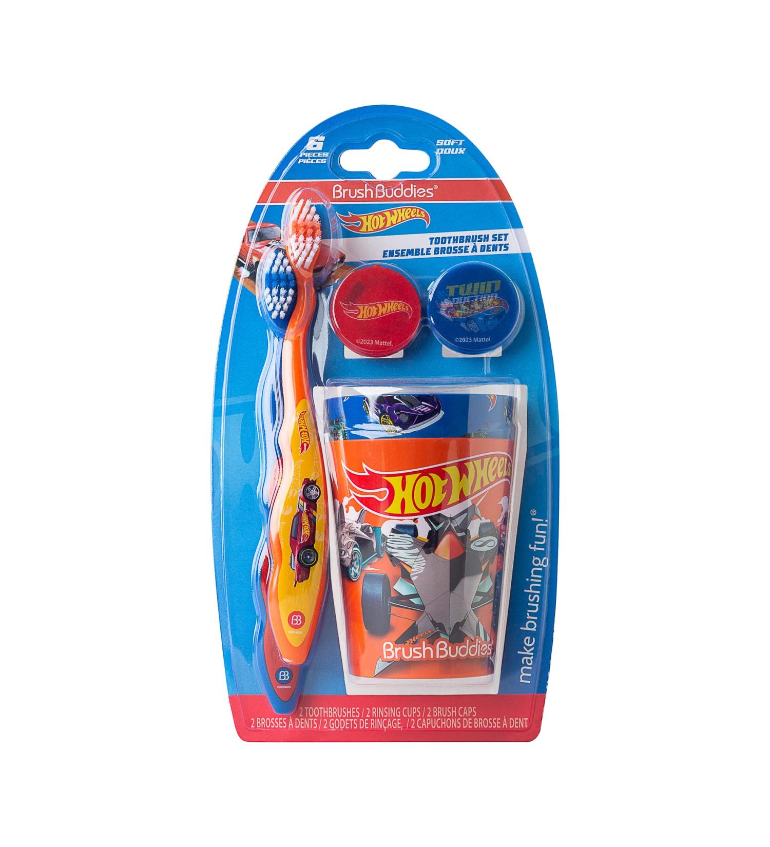 Shop Brush Buddies Hot Wheels Kids Toothbrush Kit - Manual Toothbrushes for Toddlers 2-4 Years Travel Ready 6PC Set - Buy Online on GoSupps.com