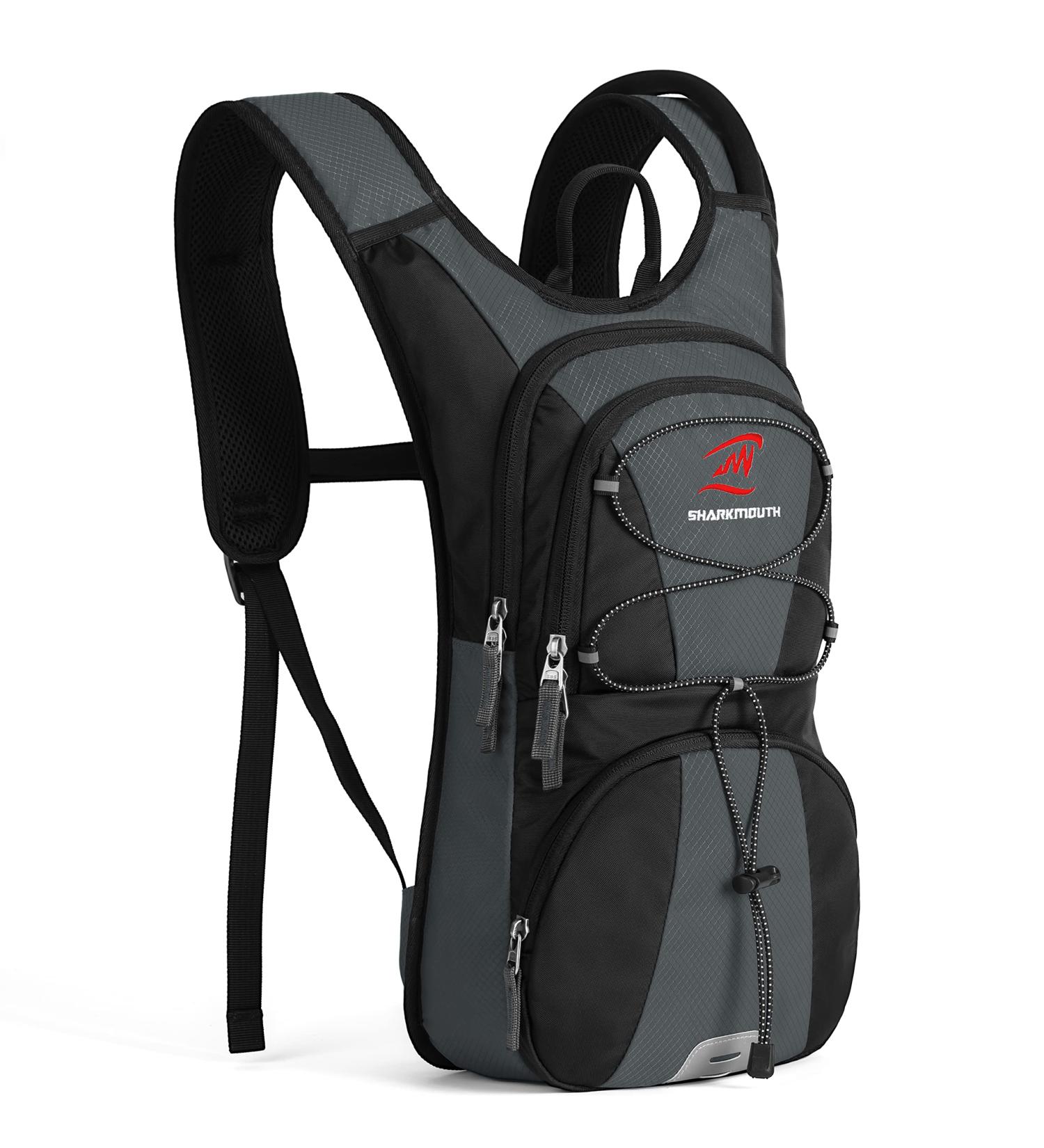 SHARKMOUTH FLYHIKER Hiking Hydration Backpack Pack - 2.5L BPA Free Water Bladder, Lightweight & Comfortable for Day Hikes and Trips - Dark Grey - Buy Online on GoSupps.com