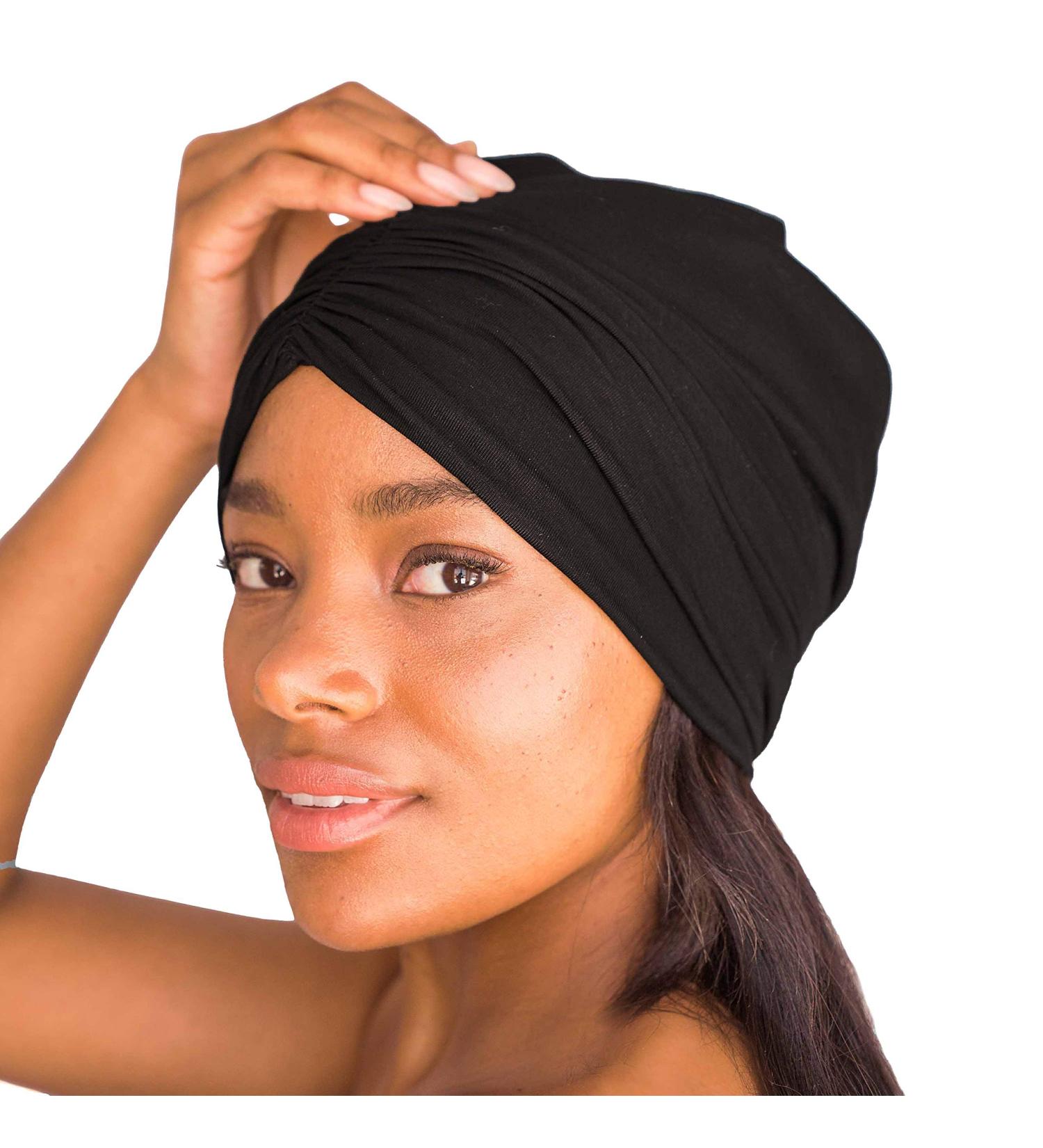 Kitsch Sleep Scarf Bonnet Cap for Women - Lightweight Head Wrap, Softer Than Silk Hair Wrap for Sleeping - Satin Bandanna Scarf in Black Jersey Bonnet - Buy Online on GoSupps.com