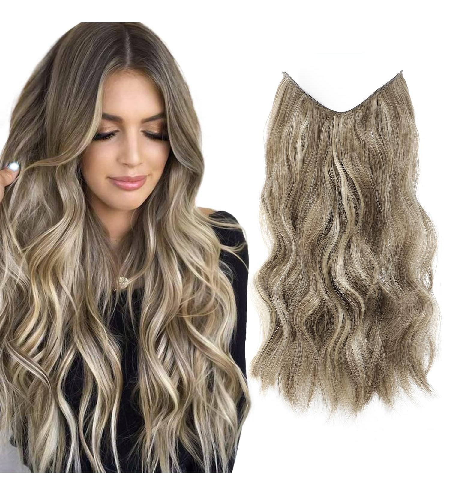 20 Ash Blonde Synthetic Hair Extensions with Adjustable Clips - Curly One Piece Hair Piece for Women - Buy Online on GoSupps.com