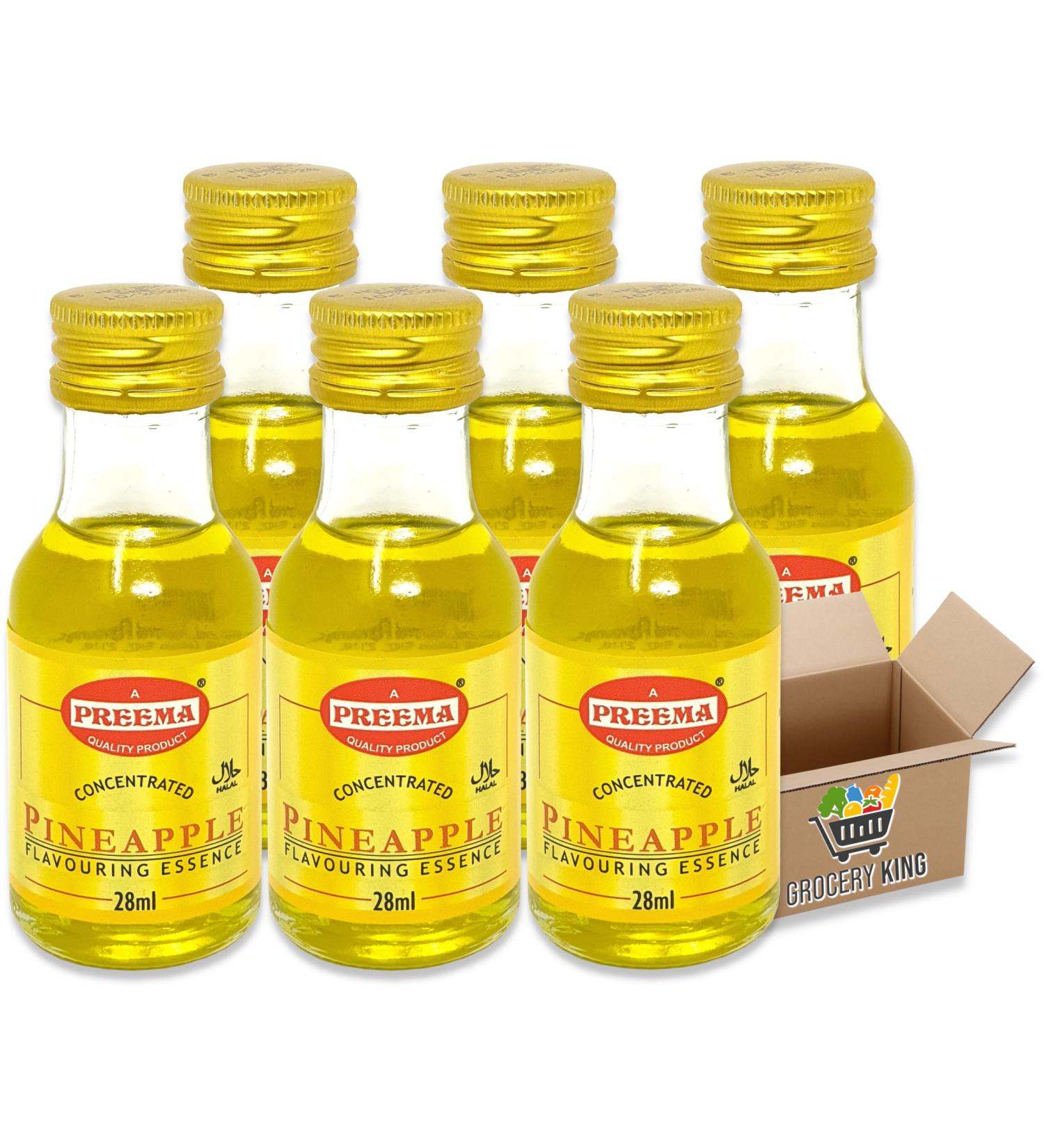 Flavouring Essence For 28ml | Pack Of 3 - Pack Of 6 - Pack Of 12 | For Cakes Cookies Boiled Sweets Creams Grocery King (Pineapple Essence 28ml - Pack Of 6)