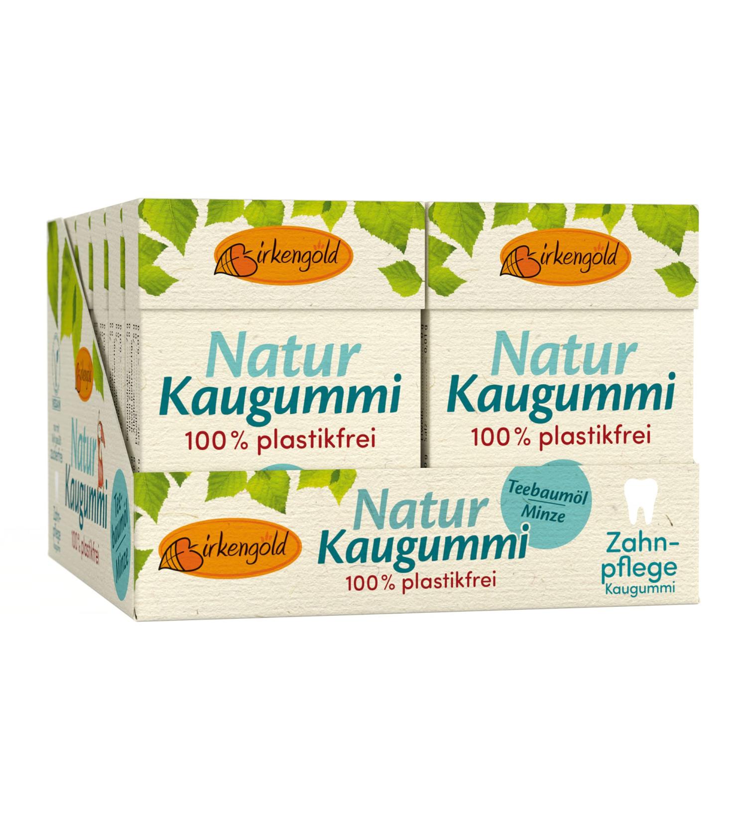 Birch Gold Natural Chewing Gum with Tea Tree Oil & Mint | Plastic-Free | 12 Pieces | Sugar-Free | Eco-Friendly Dental Care - Buy Online on GoSupps.com