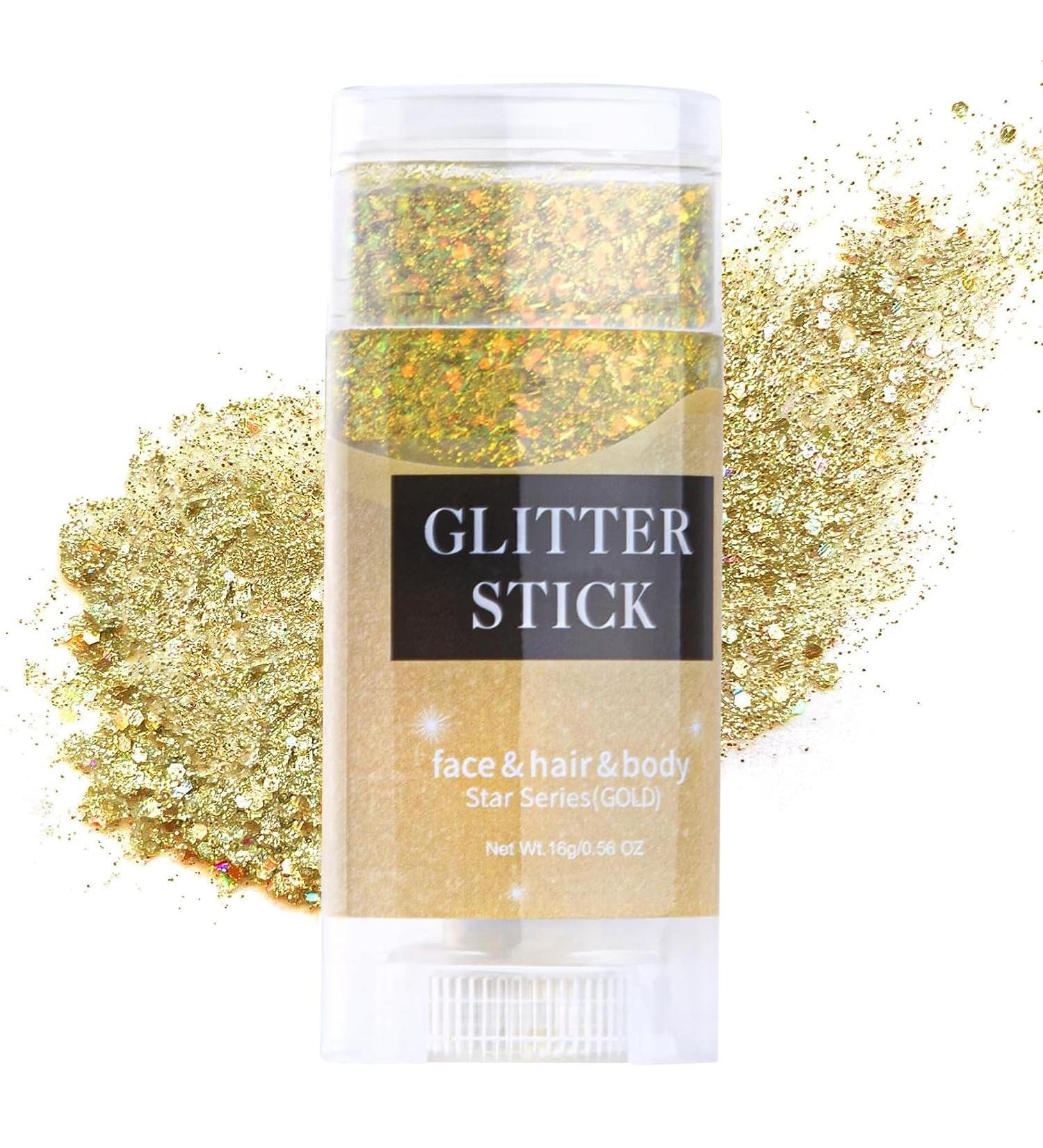 Gold Body Glitter Stick - Holographic Mermaid Sequins for Concerts Music Festivals & Rave | Chunky Glitter Gel Makeup for Body Face Hair & Lips - 0.56oz - Buy Online on GoSupps.com