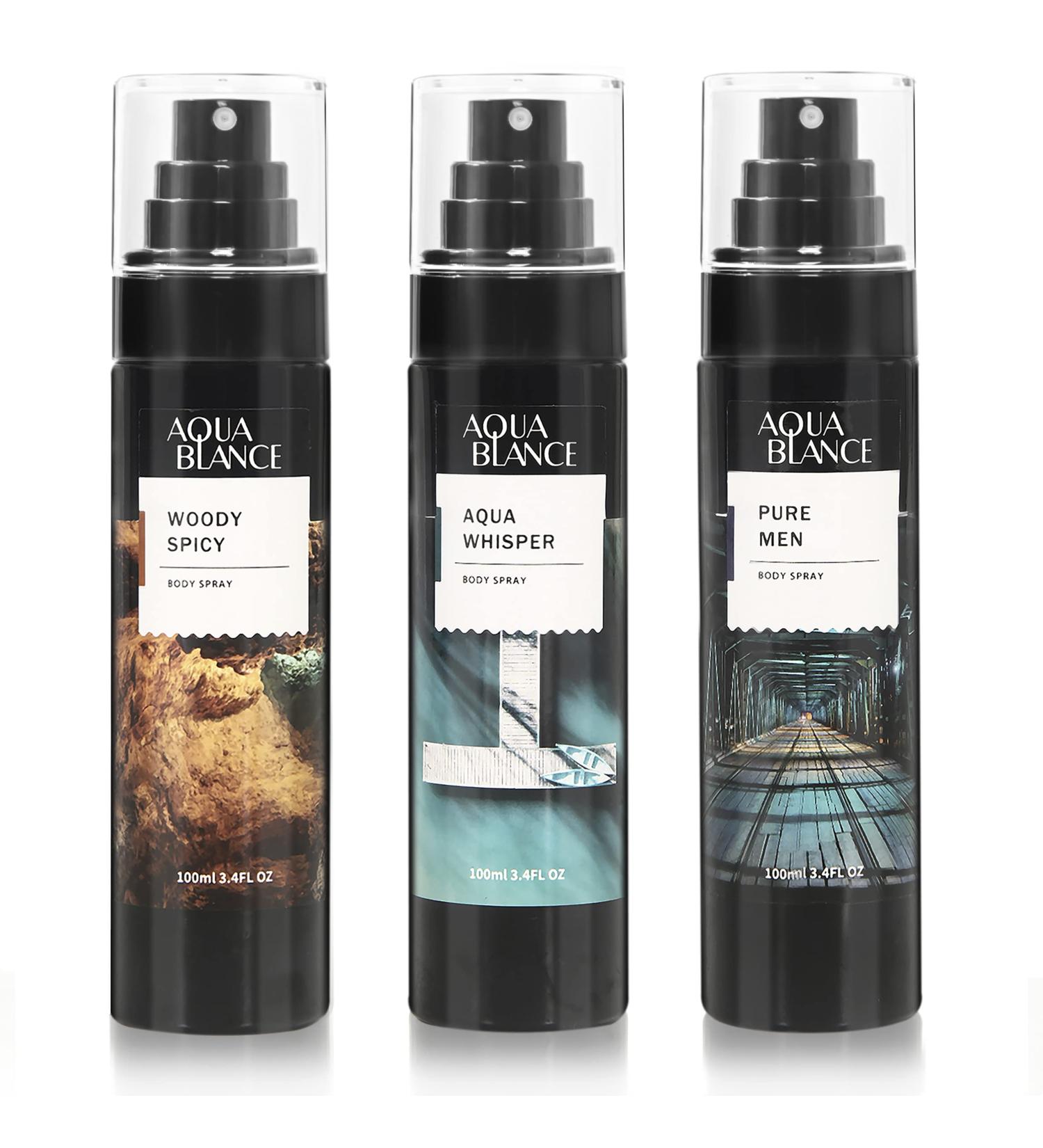 AQUA BLANCE Men's Body Spray 3-Pack 10.2 Fl Oz - Refreshing Cologne Deodorant with Long-Lasting Fragrance - Buy Online on GoSupps.com