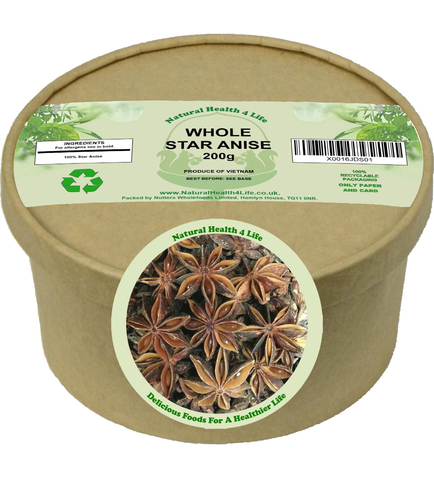 Natural Health 4 Life Star Anise 200 grams in Kraft Tub (1 Tub) - Buy Online on GoSupps.com