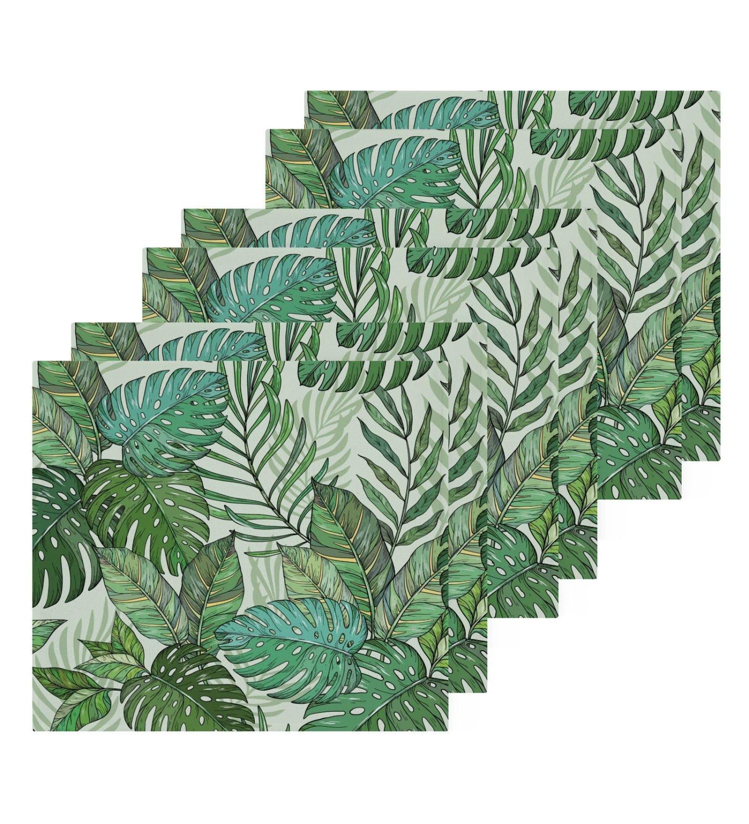ALAZA Tropical Palm Jungle Leaves Wash Cloth Set - 6 Pack of Cotton Face Cloths | Highly Absorbent and Soft Fingertip Towels - Buy Online on GoSupps.com