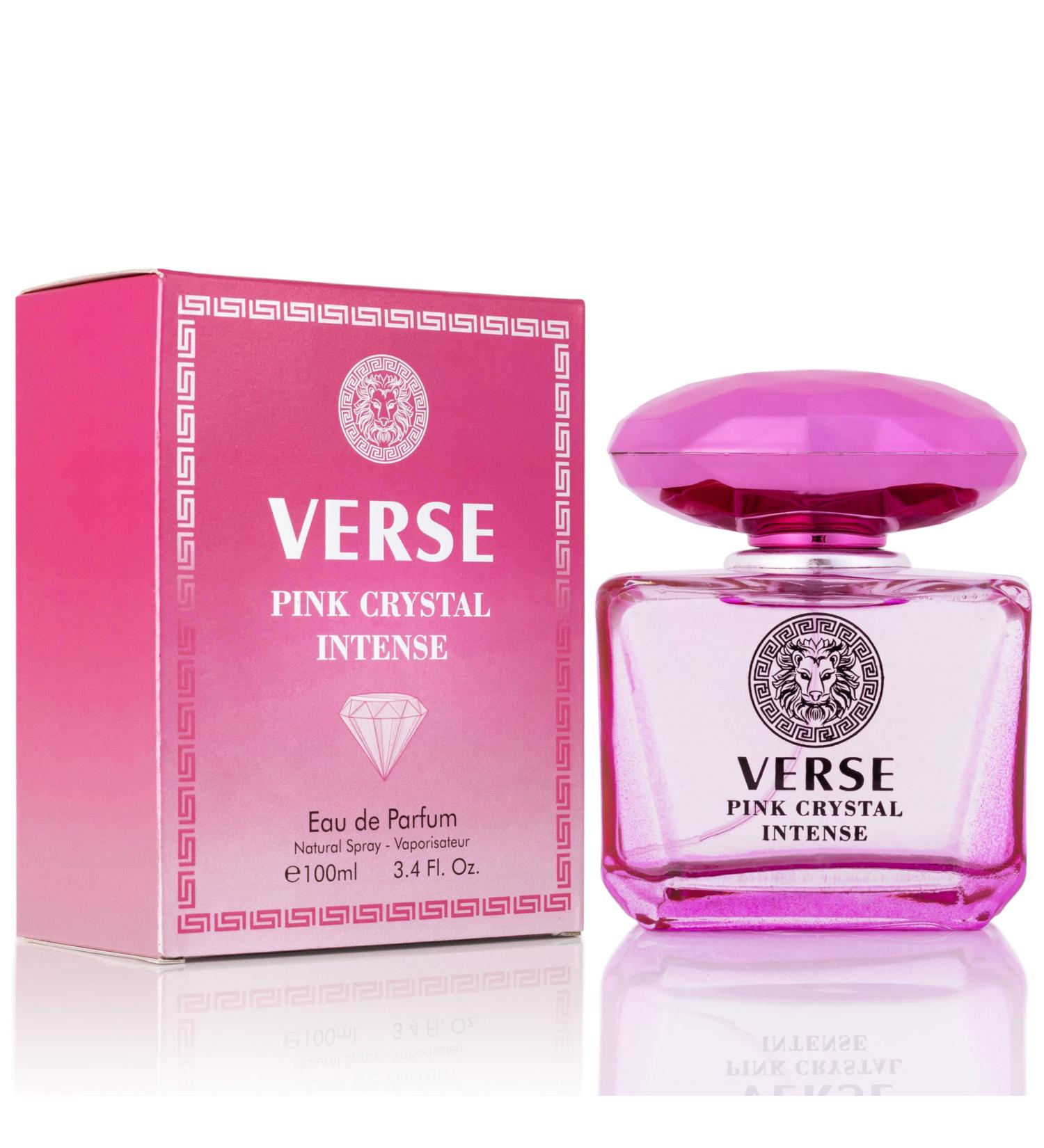 Verse Pink Crystal Intense for Women 3.4 fl Oz - Fruity & Floral Scents of Raspberry Peony Magnolia & Lotus Flowers - Base Notes of Amber Vibrant Musk & Deep Mahogany Wood - Elegant 100ml Bottle - Buy Online on GoSupps.com