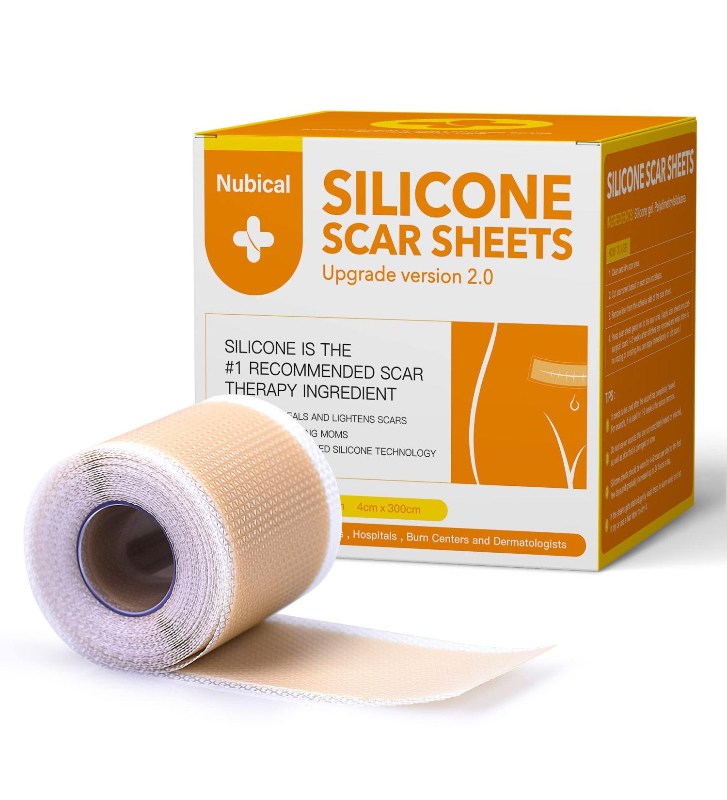 Silicone Scar Sheets Roll - Medical Silicone Tape for Scars Removal - C-section Surgery, Burn, Keloid Treatment - 1.6x120 Inch - Buy Online on GoSupps.com