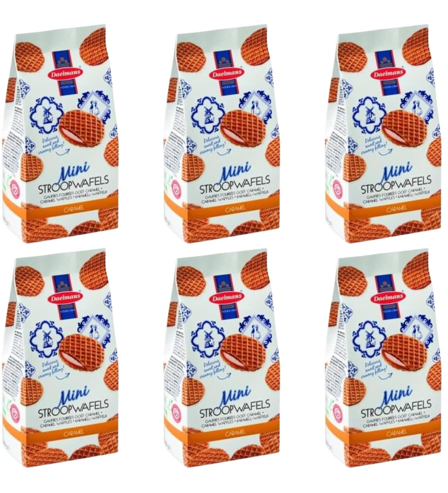 Daelmans Stroopwafels Mini Caramel Wafers Waffles Biscuits 200g (6 Pack Bundle)