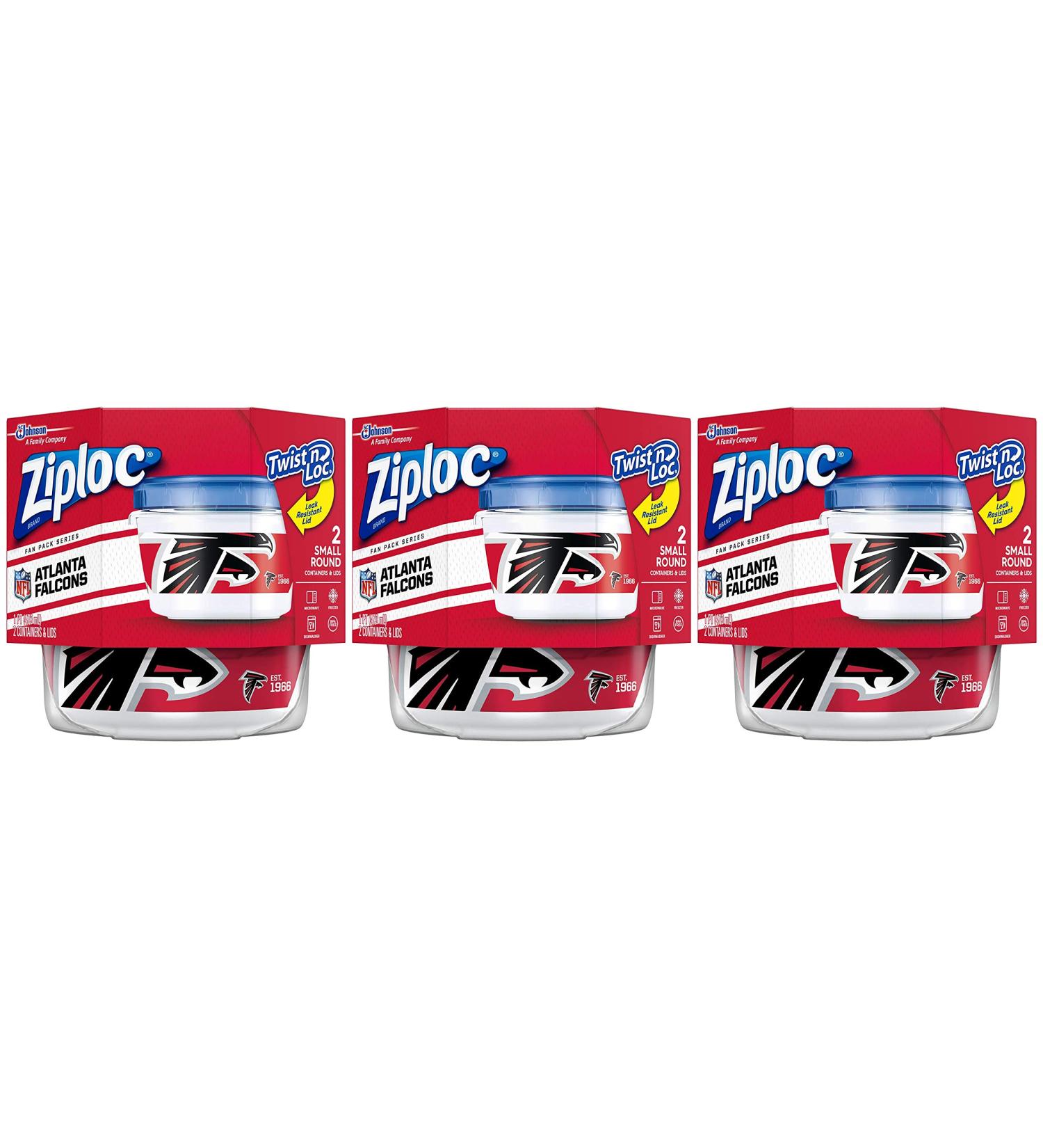 Ziploc Twist 'n Loc Small Food Storage Containers, 6-Pack - NFL Atlanta Falcons Red - Buy Online on GoSupps.com