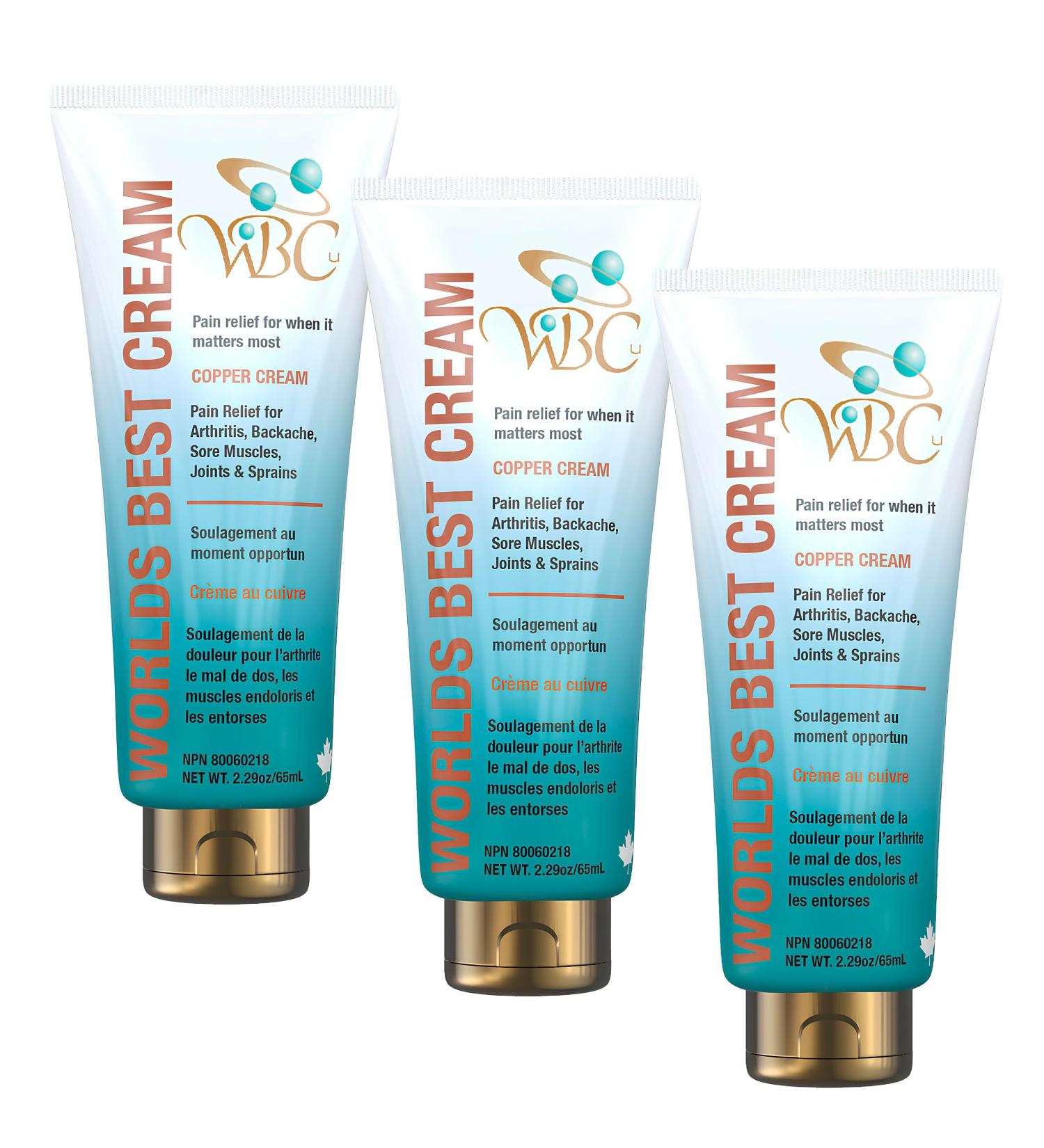 Worlds Best Cream Natural Arthritis Pain Relief Cream using the Power of Copper (65 ml Tube -3Pack) - Buy Online on GoSupps.com