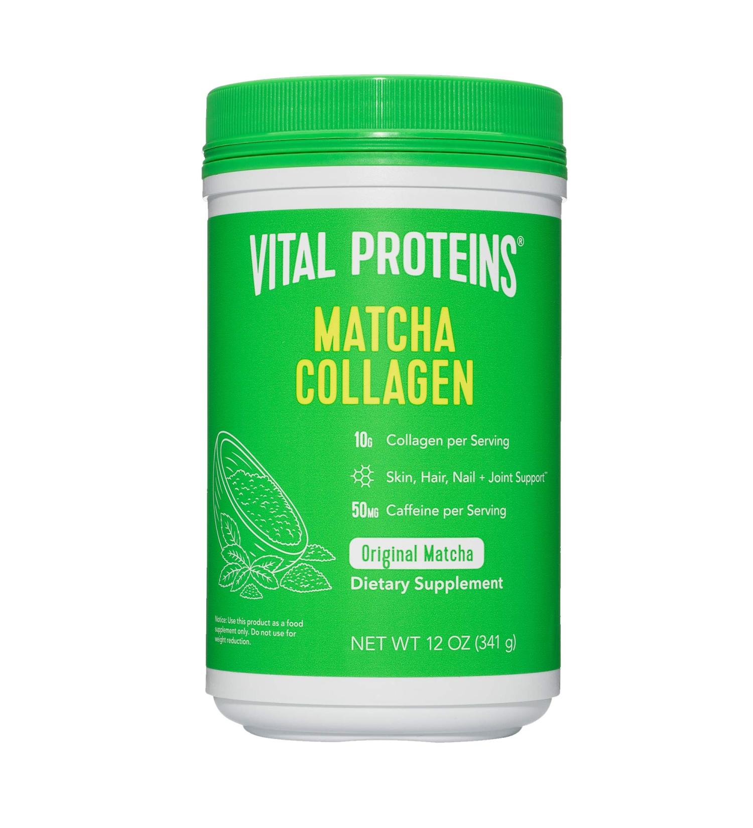 Vital Proteins Matcha Collagen Peptides - L-Theanine & Caffeine Supplement, 12oz Original Flavor - Buy Online on GoSupps.com
