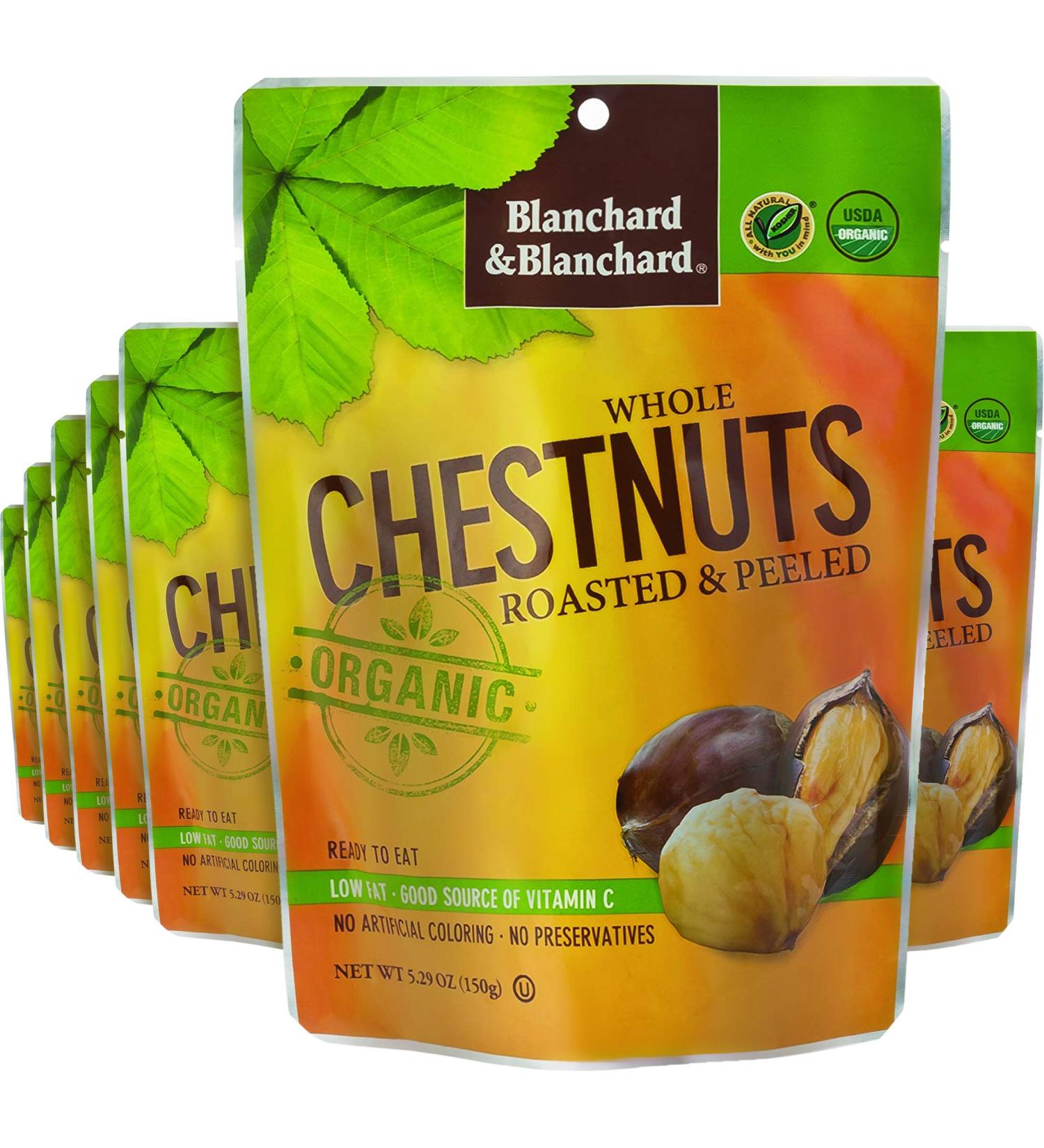 Blanchard & Blanchard Organic Whole Chestnuts Roasted and Peeled (Pack of 12)