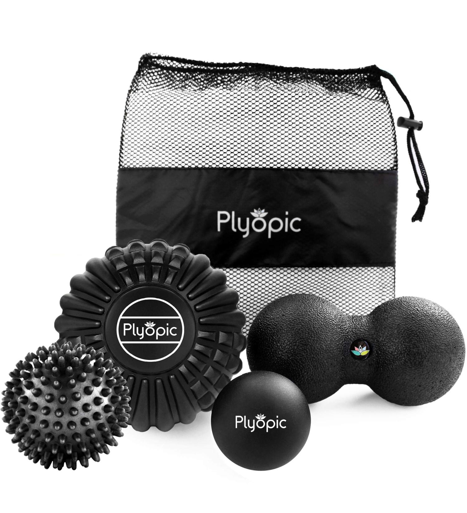 Deep Tissue Massage Ball Set for Muscle Recovery, Myofascial Release & Plantar Fasciitis Relief - Black - Buy Online on GoSupps.com