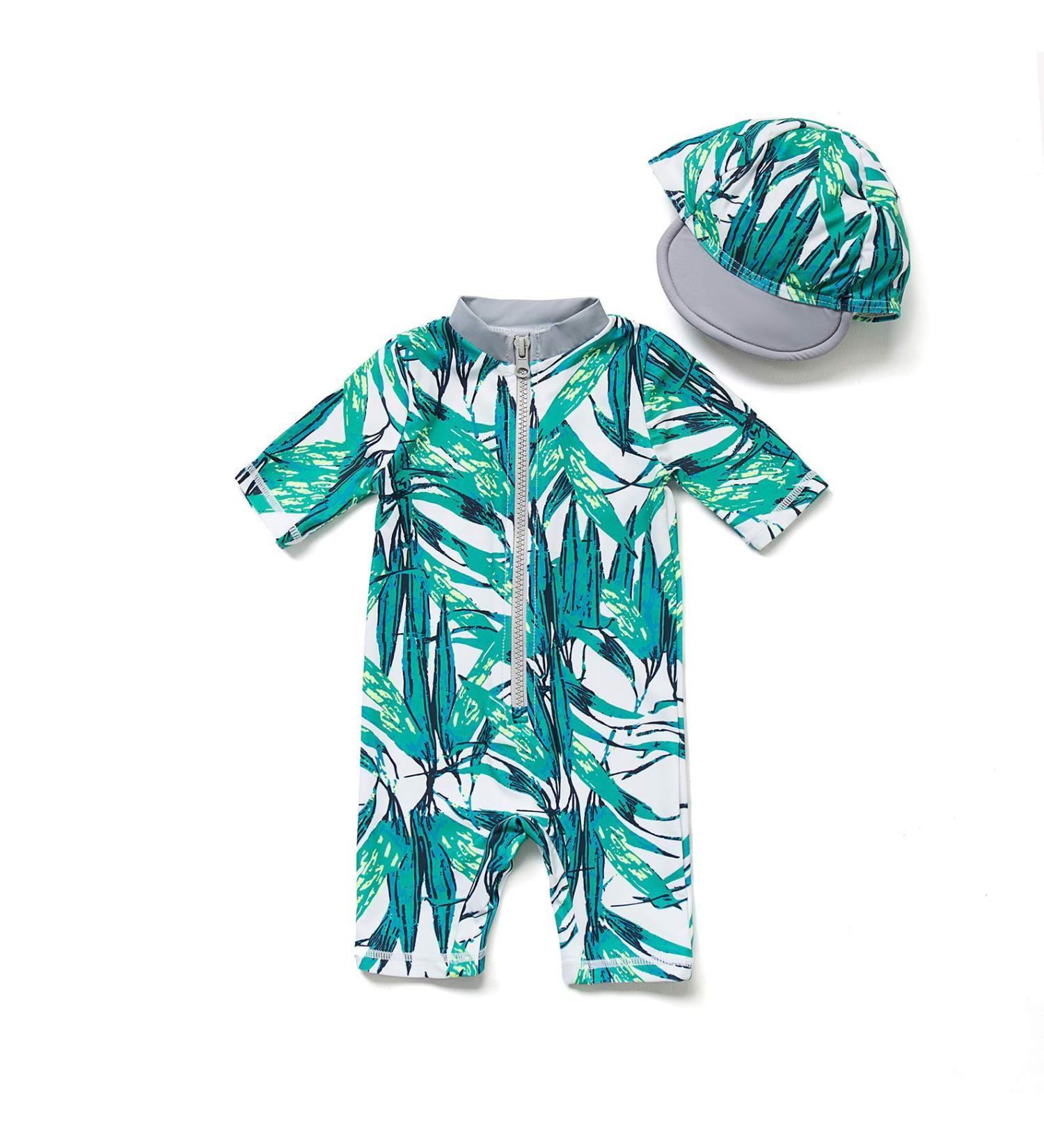 BONVERANO Baby Boys Swimsuit - Short-Sleeve UPF 50+ Sun Protection One Piece Swimwear, 9-12 Months - Buy Online on GoSupps.com