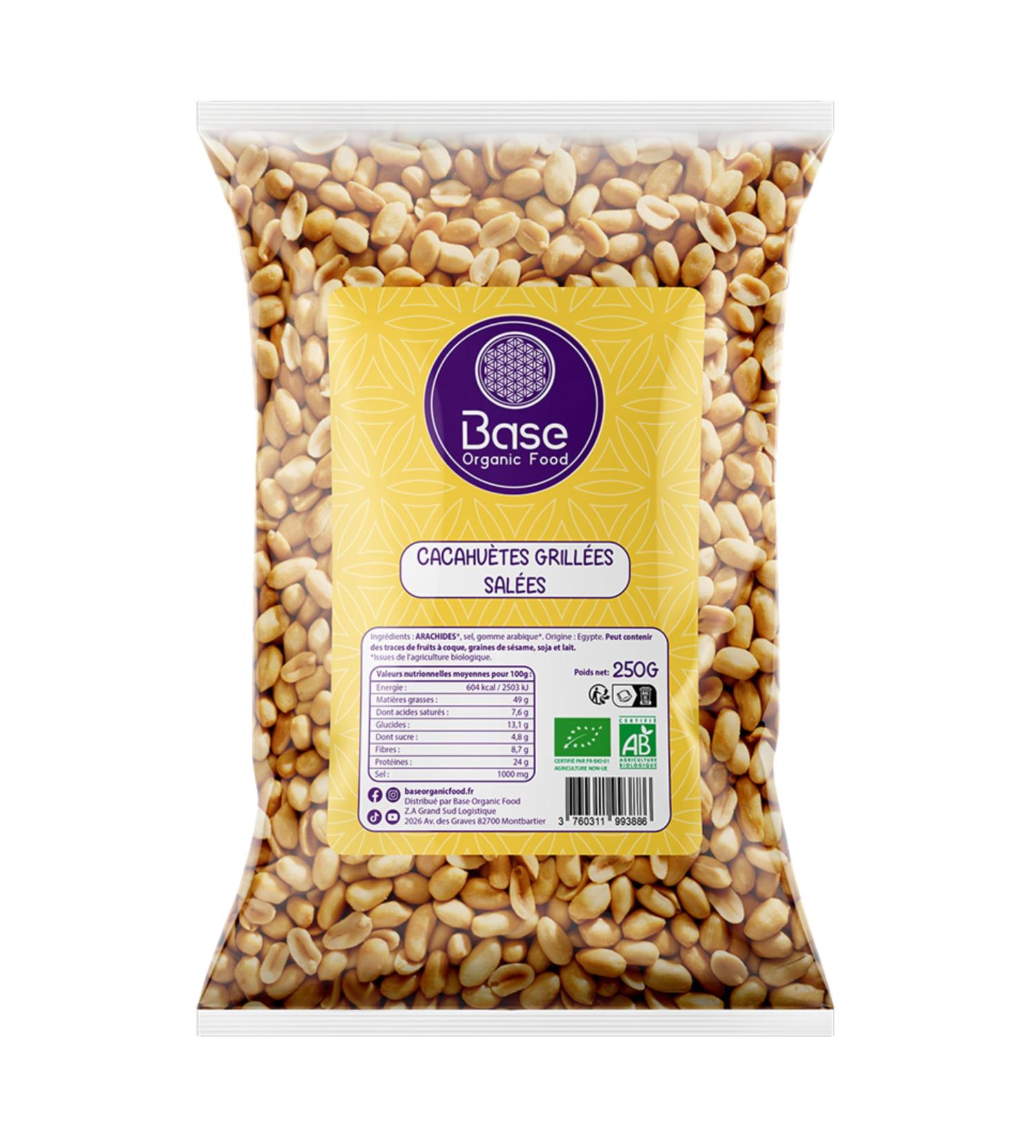 Organic Salted Roasted Peanuts 250g | 100% Natural Peanuts | Jumbo Peanuts | Healthy & Energizing Snack | Non-GMO | Ideal for Vegetarians & Vegans | BASE ORGANIC FOOD - Buy Online on GoSupps.com