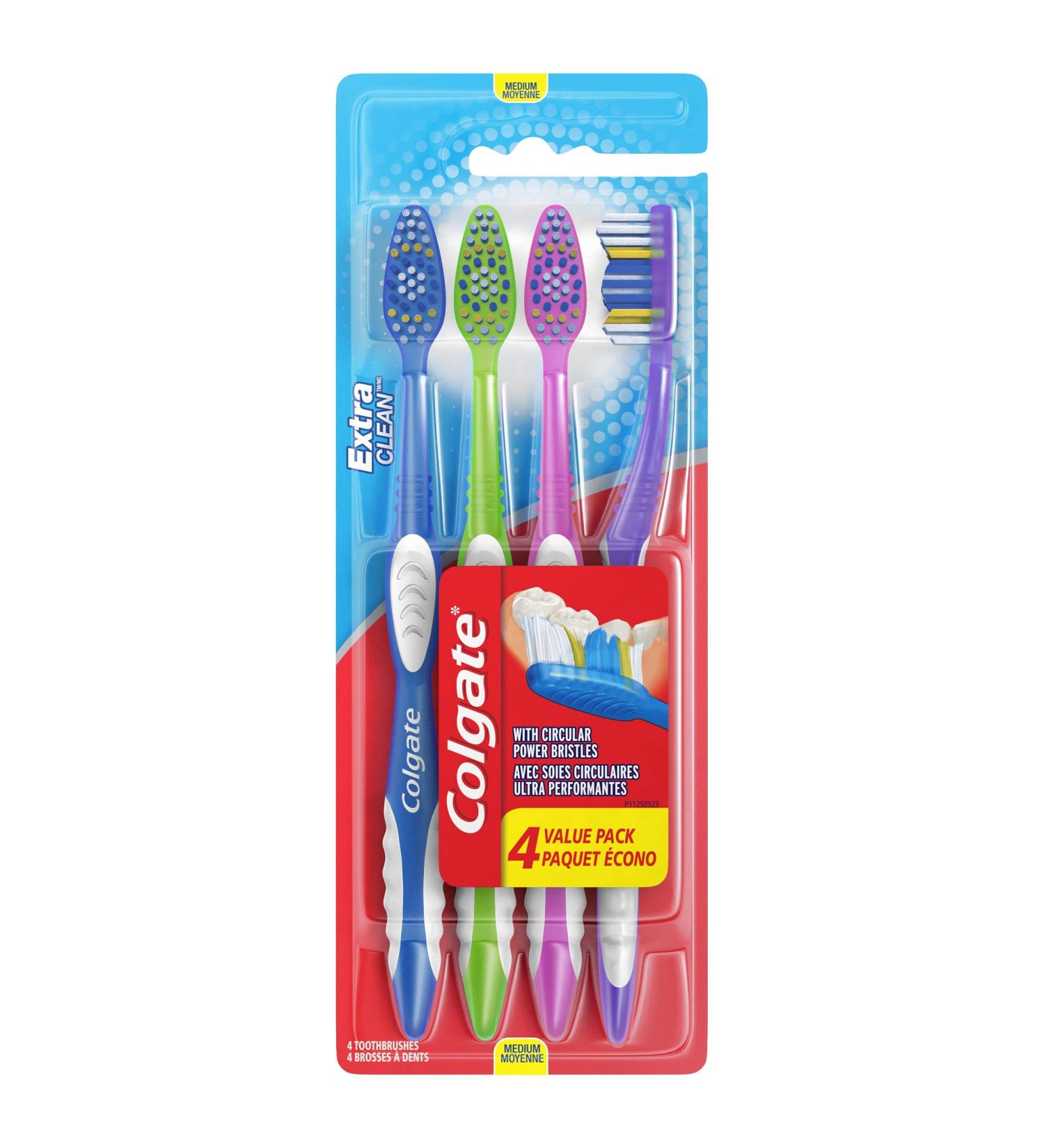Colgate Extra Clean Full Head Toothbrush - Medium, 4 Count Assorted Pack - Best Deal! - Buy Online on GoSupps.com