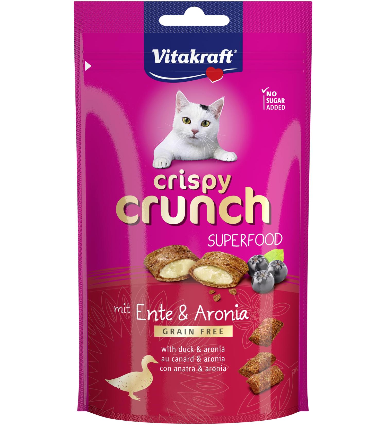 Vitakraft Crispy Crunch Cat Snacks - Sugar-Free Duck & Aronia Pillows (60g) - Premium International Shipping - Buy Online on GoSupps.com
