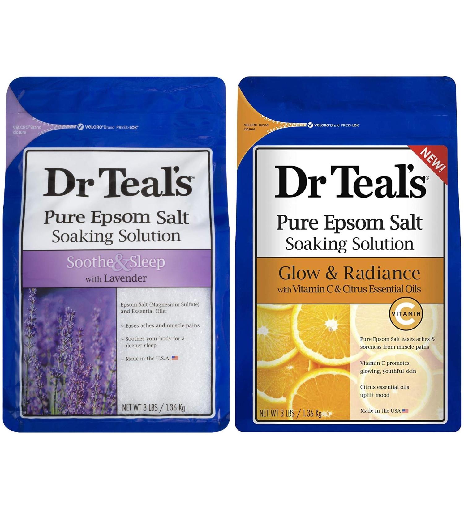 Dr. Teal's Pure Epsom Salt Bath Soaking Solution Gift Set - Lavender & Citrus Essential Oils - 6 lbs Total - Treat Sore Muscles - Home Spa Experience - Buy Online on GoSupps.com